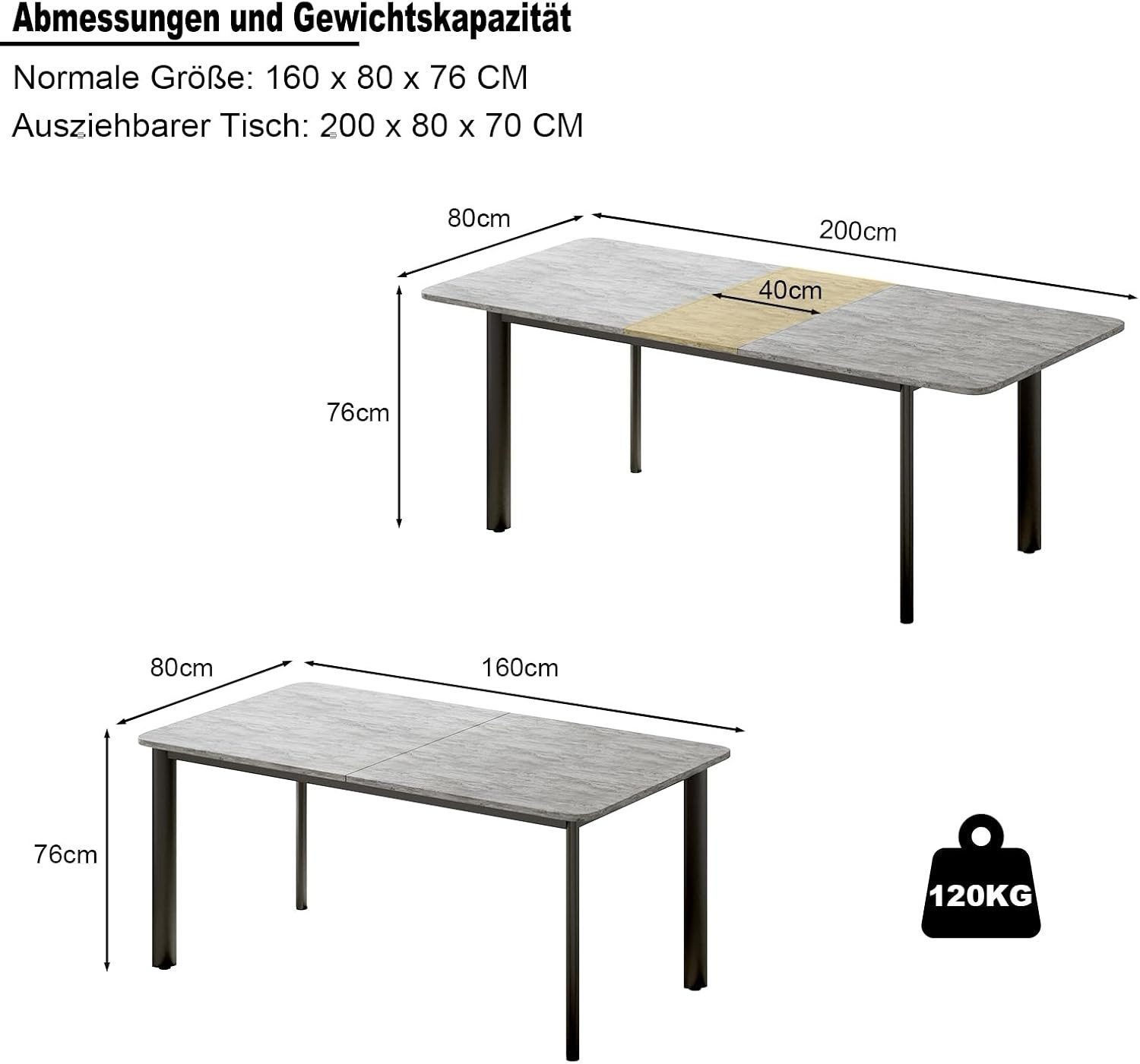 Jiexi Essgruppe Esszimmerset ausziehbar auf 2m, robuster MDF-Tisch mit 8 Stühlen – Bild 3 von 5