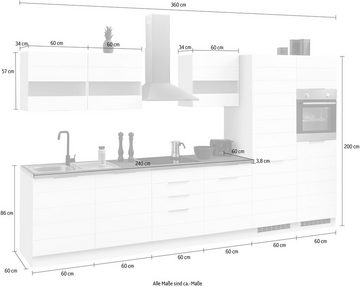 Kochstation Küche KS-Luhe, 360 cm breit, wahlweise mit oder ohne E-Geräten, gefräste MDF-Fronten