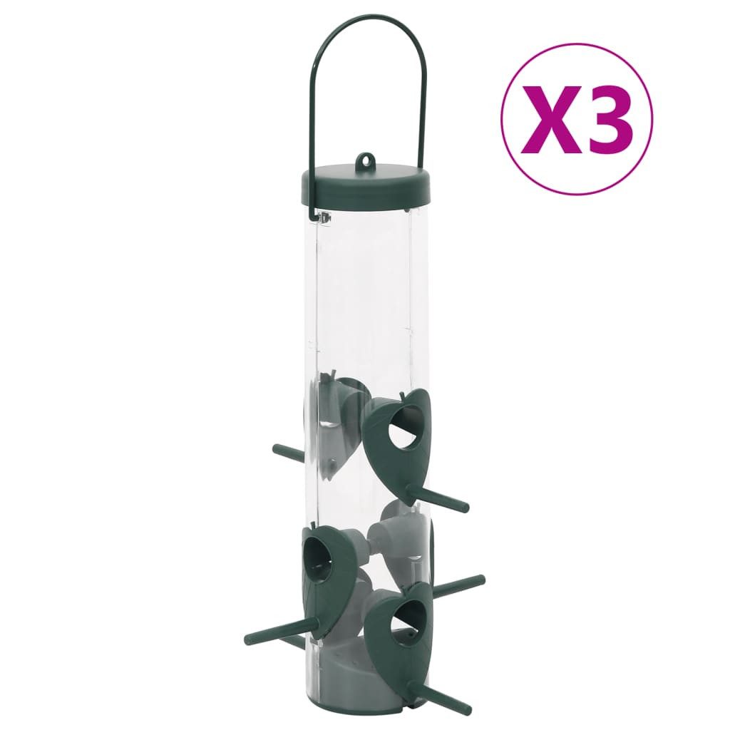Vogelhaus Vogelfutterspender 3 Stk Dunkelgrün 17x17x32 cm