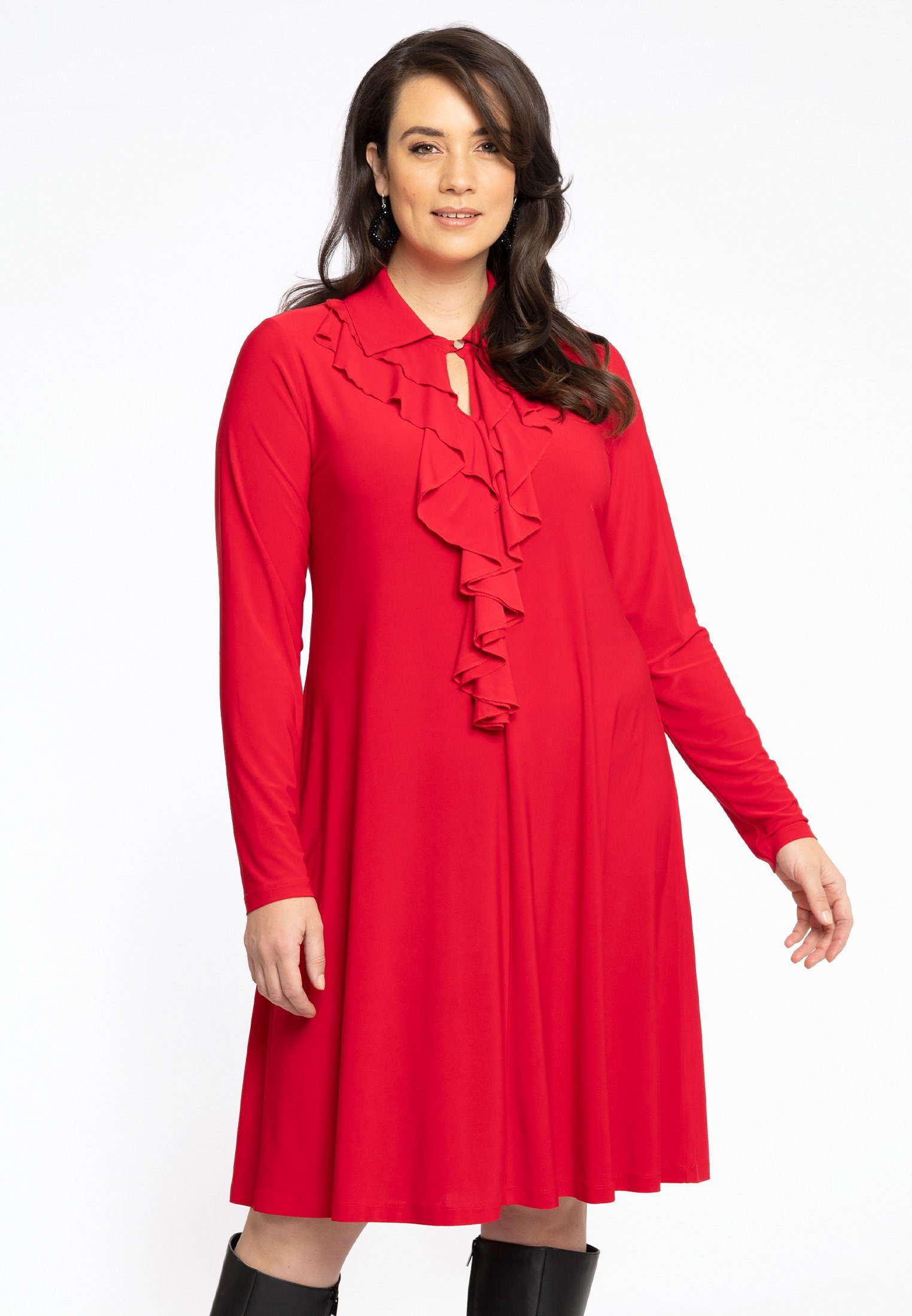 YOEK A-Linien-Kleid Damen Kleid Große Größen mit Rüschen