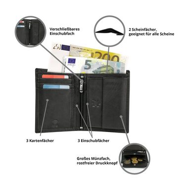 MOKIES Geldbörse Herren Portemonnaie G306NC(A) (hochformat), 100% Echt-Leder