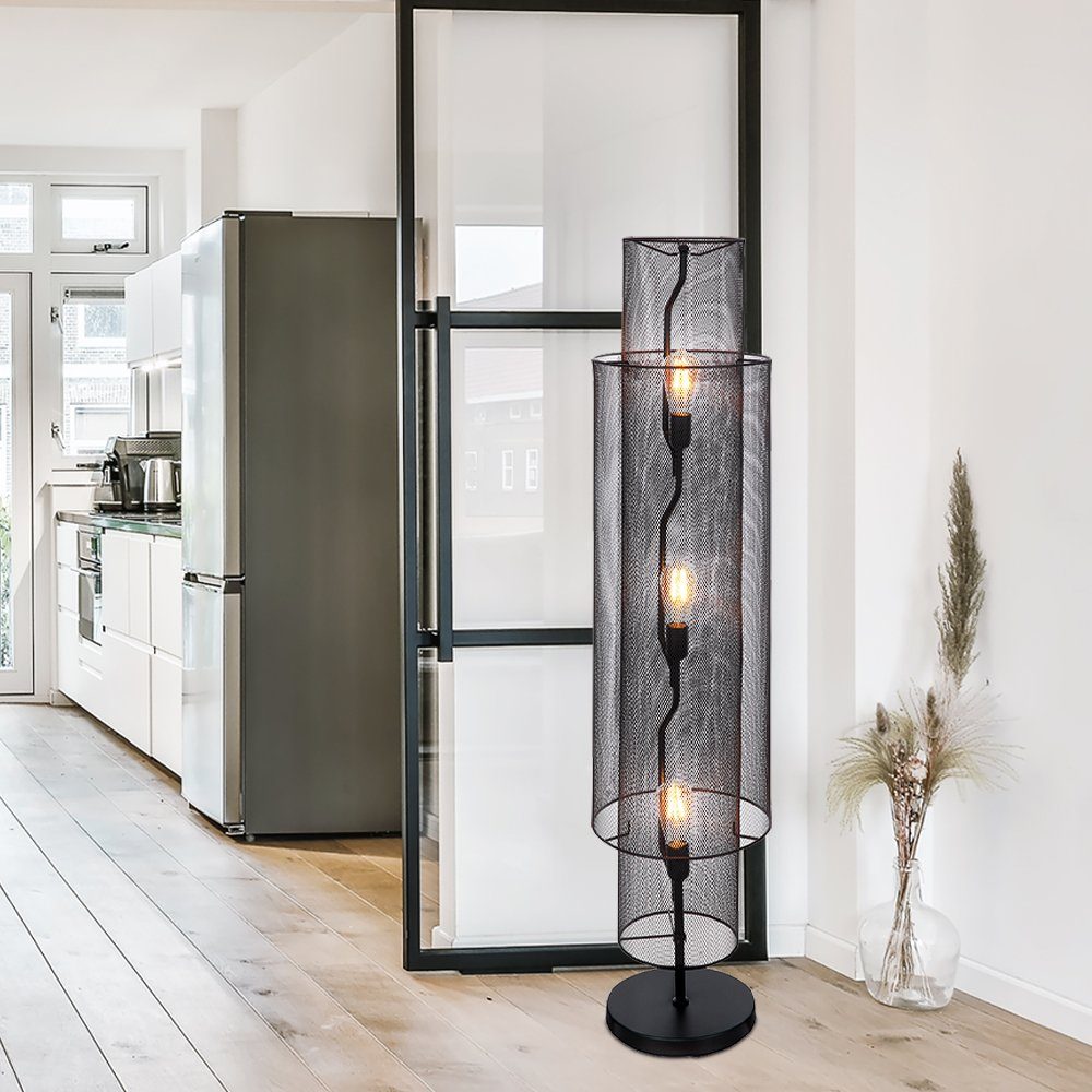 etc-shop Stehlampe, Stehlampe Beistellleuchte Deckenfluter 3 flammig  Geflecht schwarz matt H 132cm online kaufen | OTTO