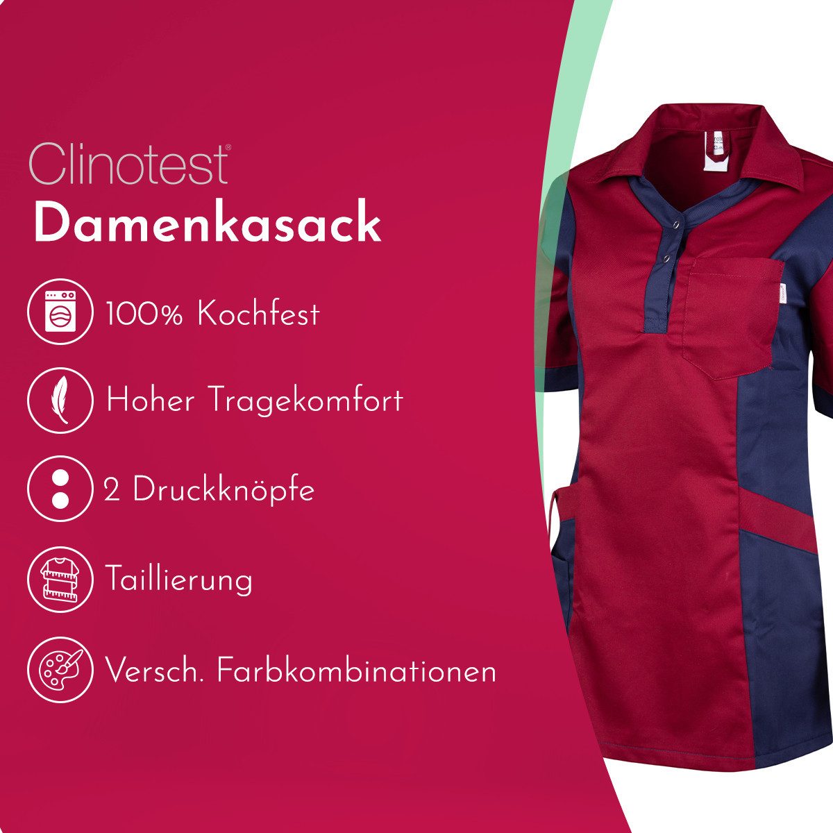 Clinotest Funktionsbluse Damenkasack "Julia", Schlupfkasack/Pflegekasack, v günstig online kaufen