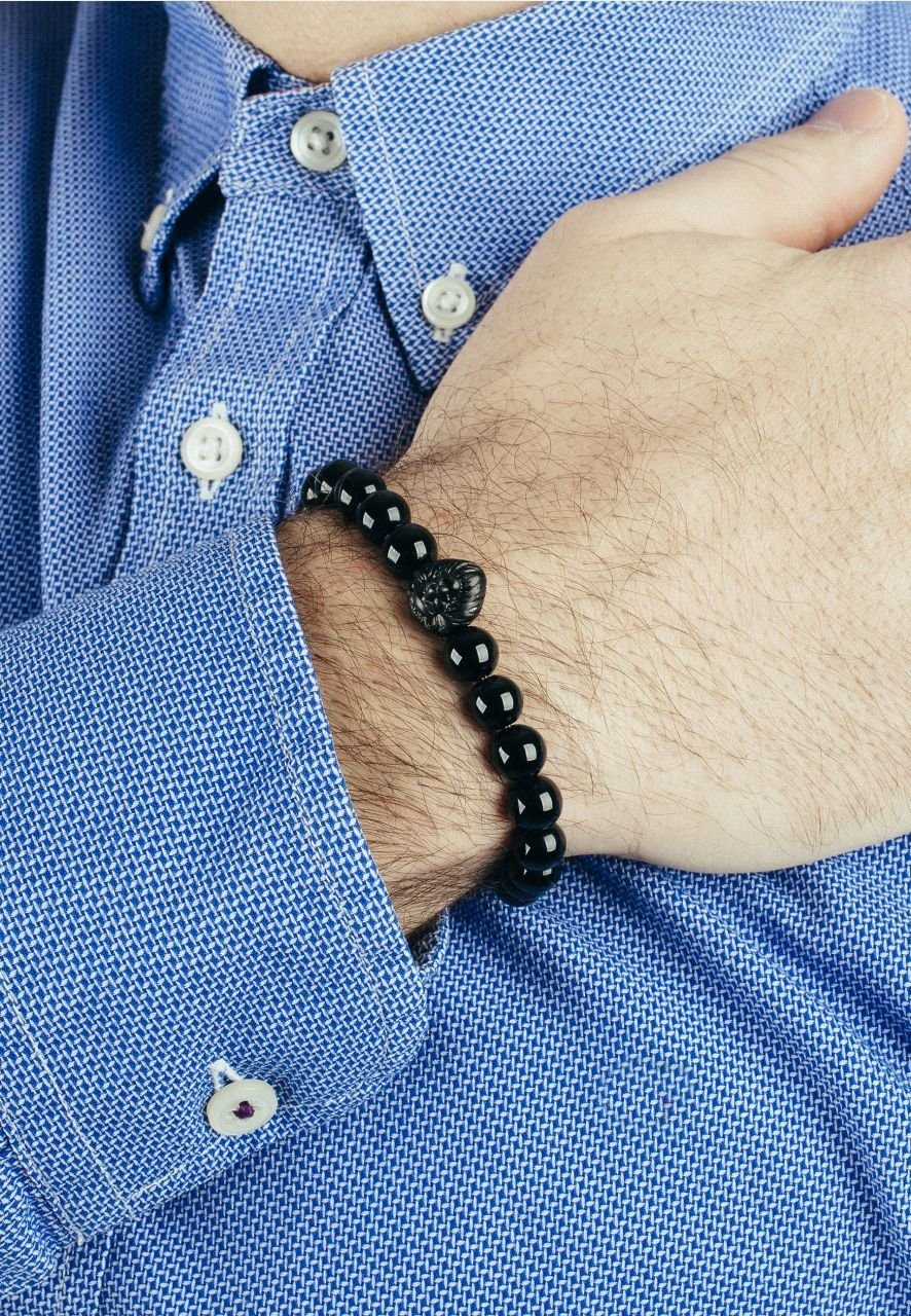 Akitsune Armband Regis Perlen-Armband Mattschwarz - Schwarz 20cm