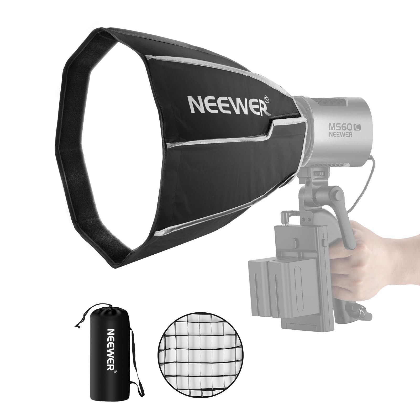Neewer Softbox NS3P Mini Softbox 30cm octagon schnellklappbar, Schnellentriegelung & Faltung