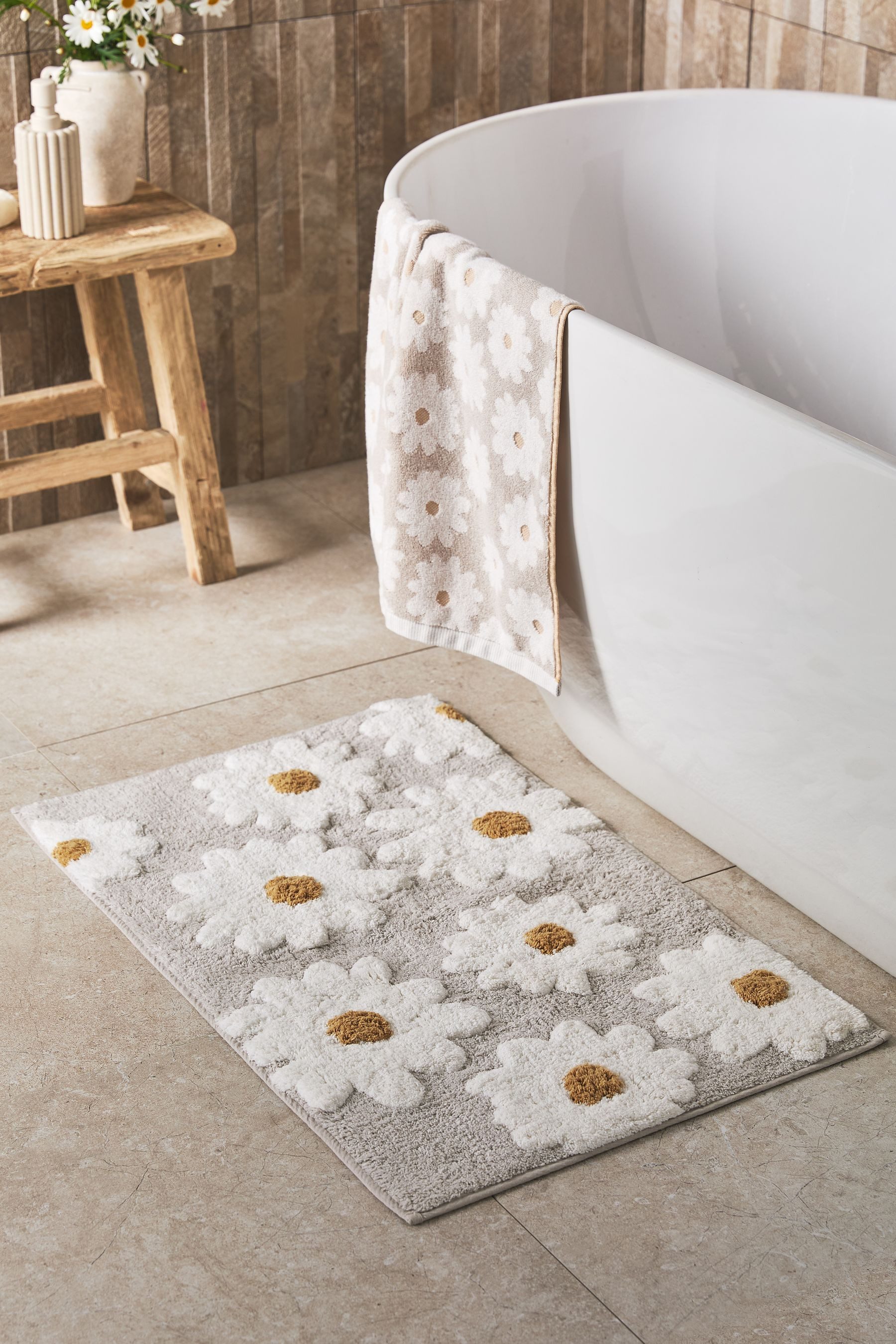 Next Badematte Daisy Badematte aus 100 % Baumwolle, Höhe 80 mm, Baumwolle