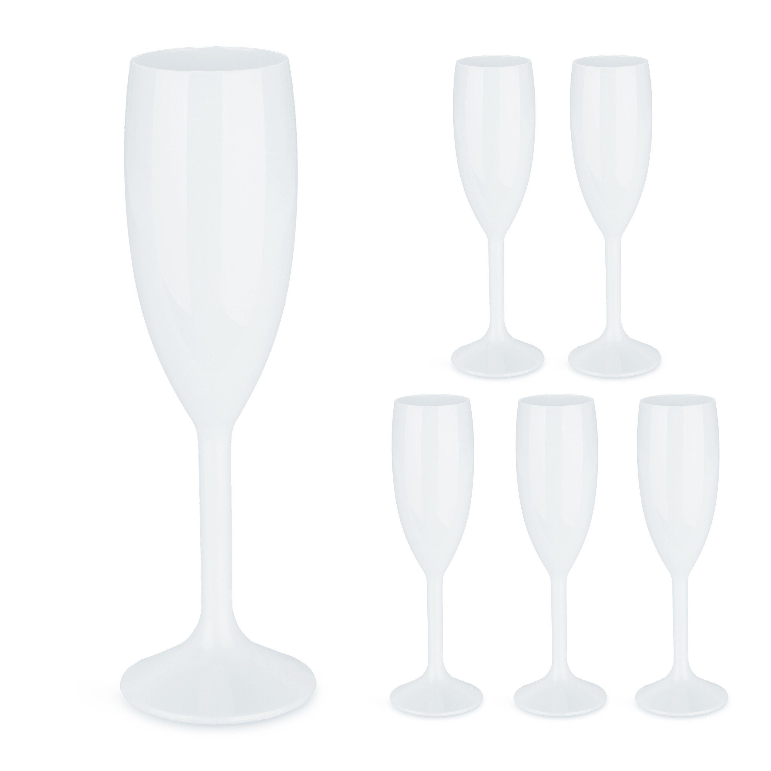 relaxdays Sektglas Sektgläser Kunststoff 6er Set, 6-tlg., Kunststoff