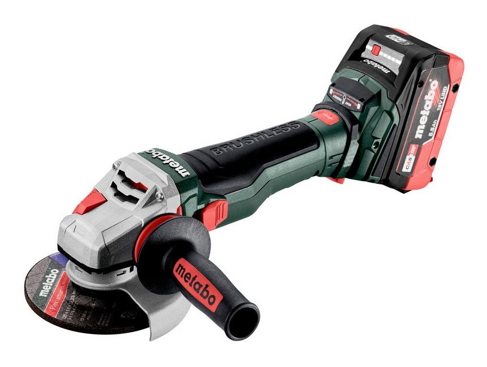metabo Akku-Winkelschleifer WB 18 LTX BL 15-125 Quick, max. 10000 U/min, 2 x 5,5 Ah LiHD in metaBox 165 L