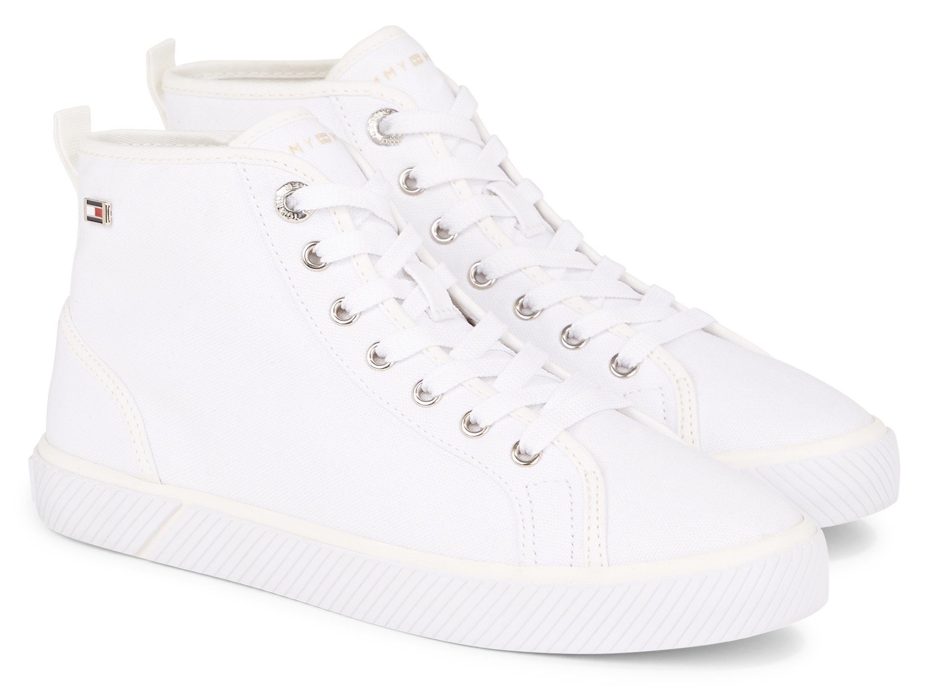 Tommy Hilfiger VULC CANVAS SNEAKER HI Plateausneaker, Schnürschuh, Freizeitschuh, High Top-Sneaker mit Logo-Emblem