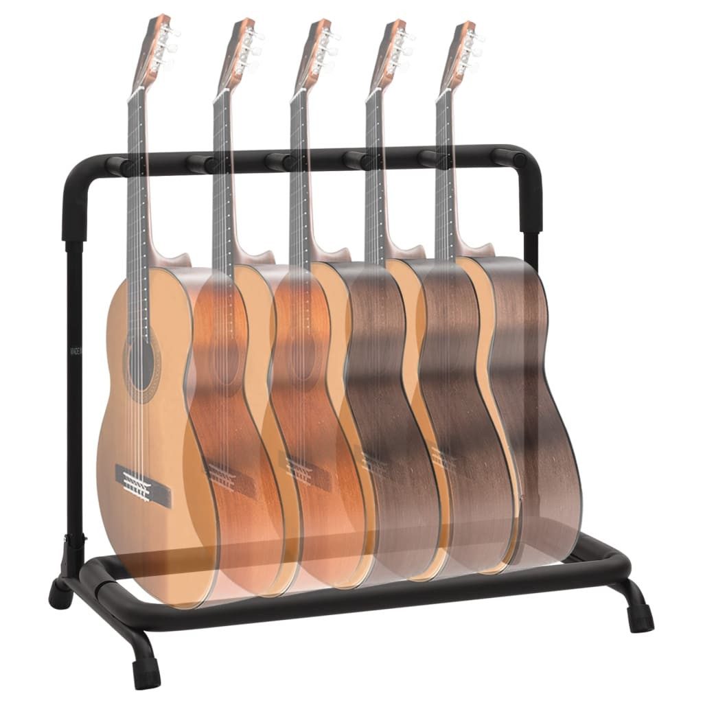 vidaXL Gitarrenständer Gitarrenständer Klappbar 5-fach Schwarz 74x41x66 cm Stahl