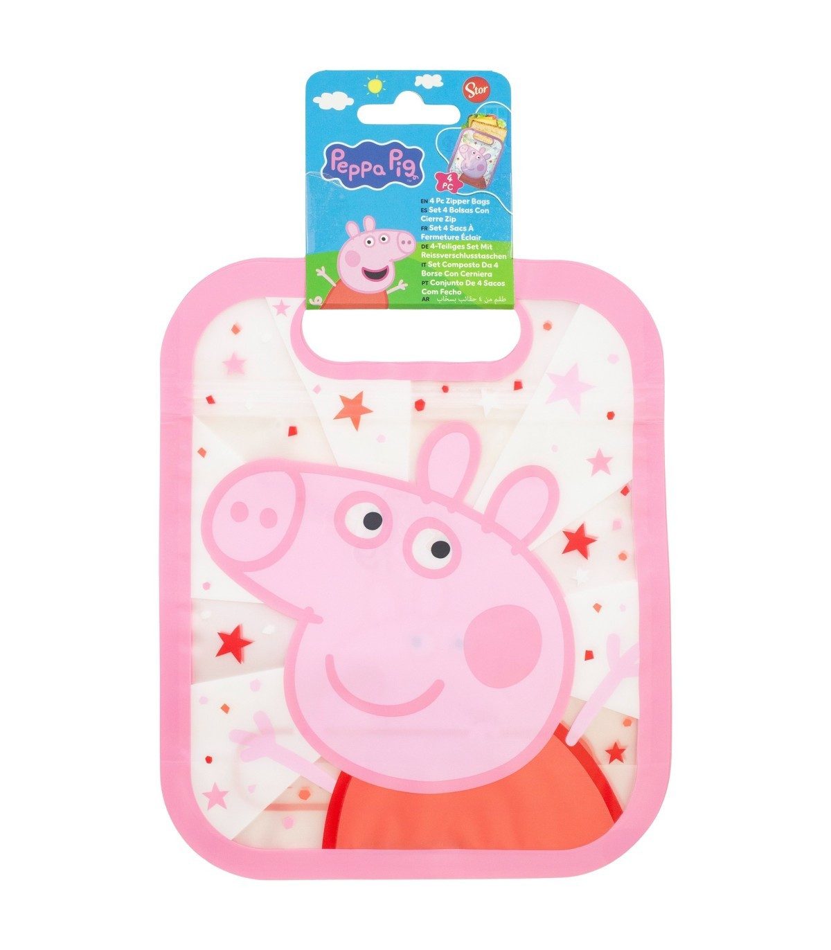Peppa Pig Brottasche 4 Stück Snackbeutel mit Zip Verschluss für Obst Kekse und Snacks, (Spar-Set, 4-tlg)