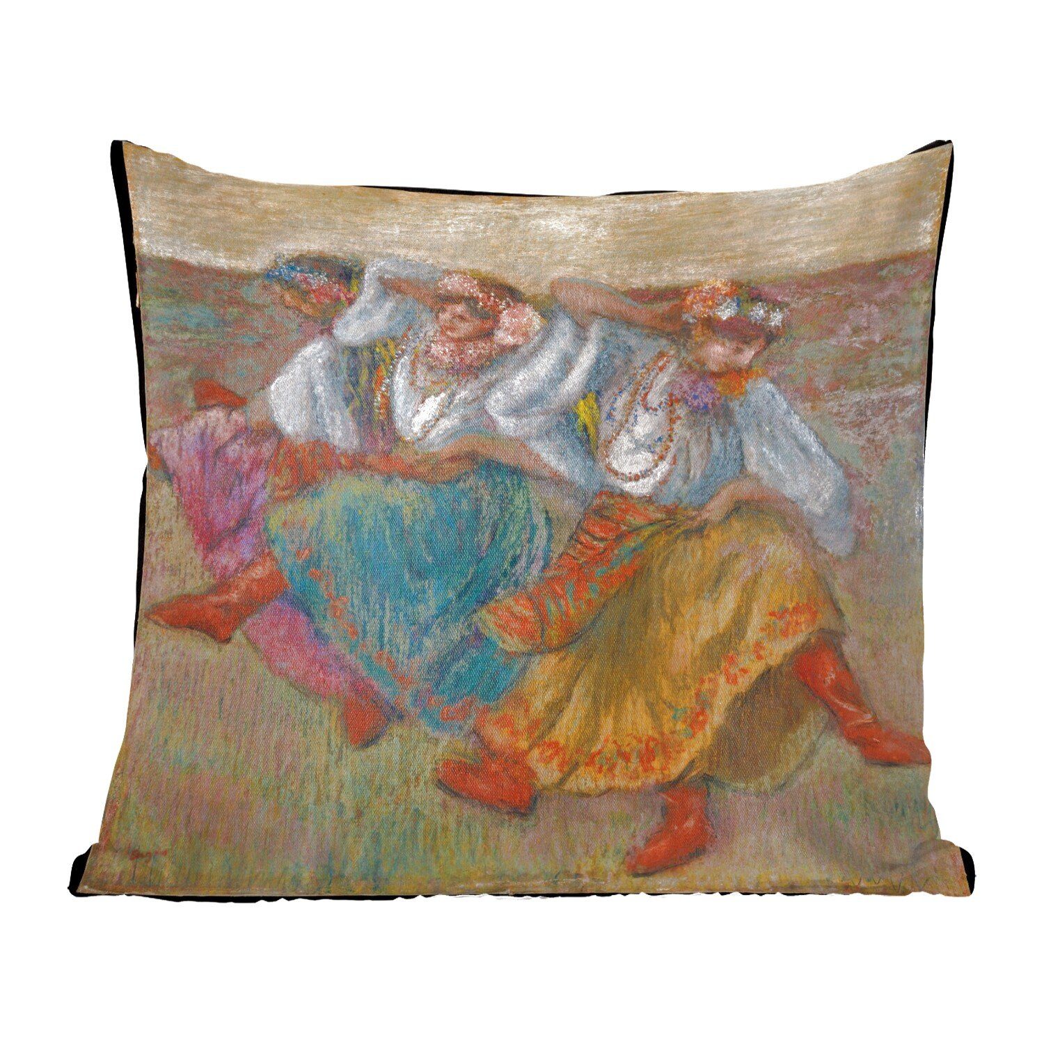 MuchoWow Dekokissen Russische Tänzerinnen - Gemälde von Edgar Degas, Zierkissen mit Füllung für Wohzimmer, Schlafzimmer, Deko, Sofakissen