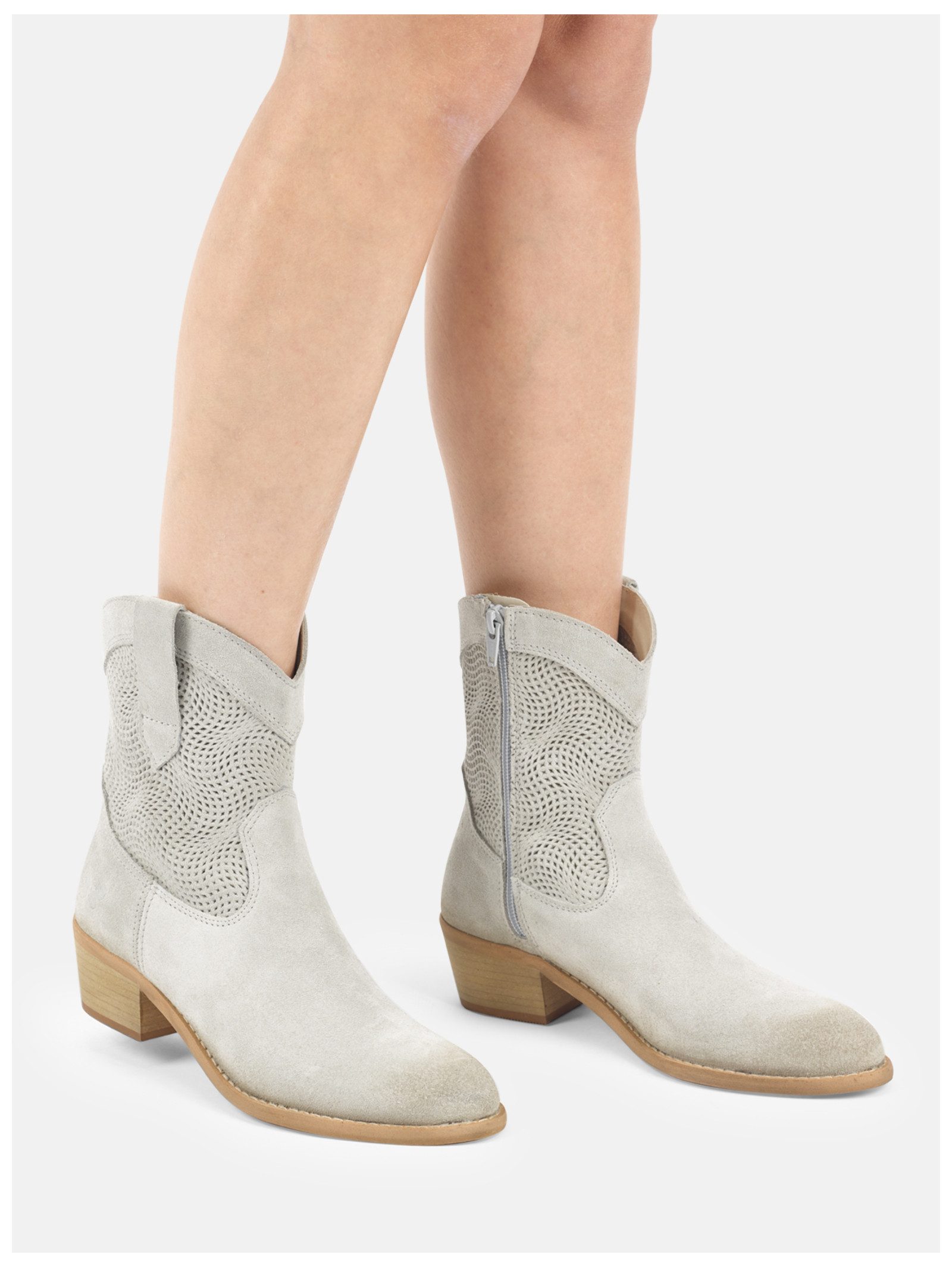Felmini Stiefelette Veloursleder . Cowboy Stiefelette