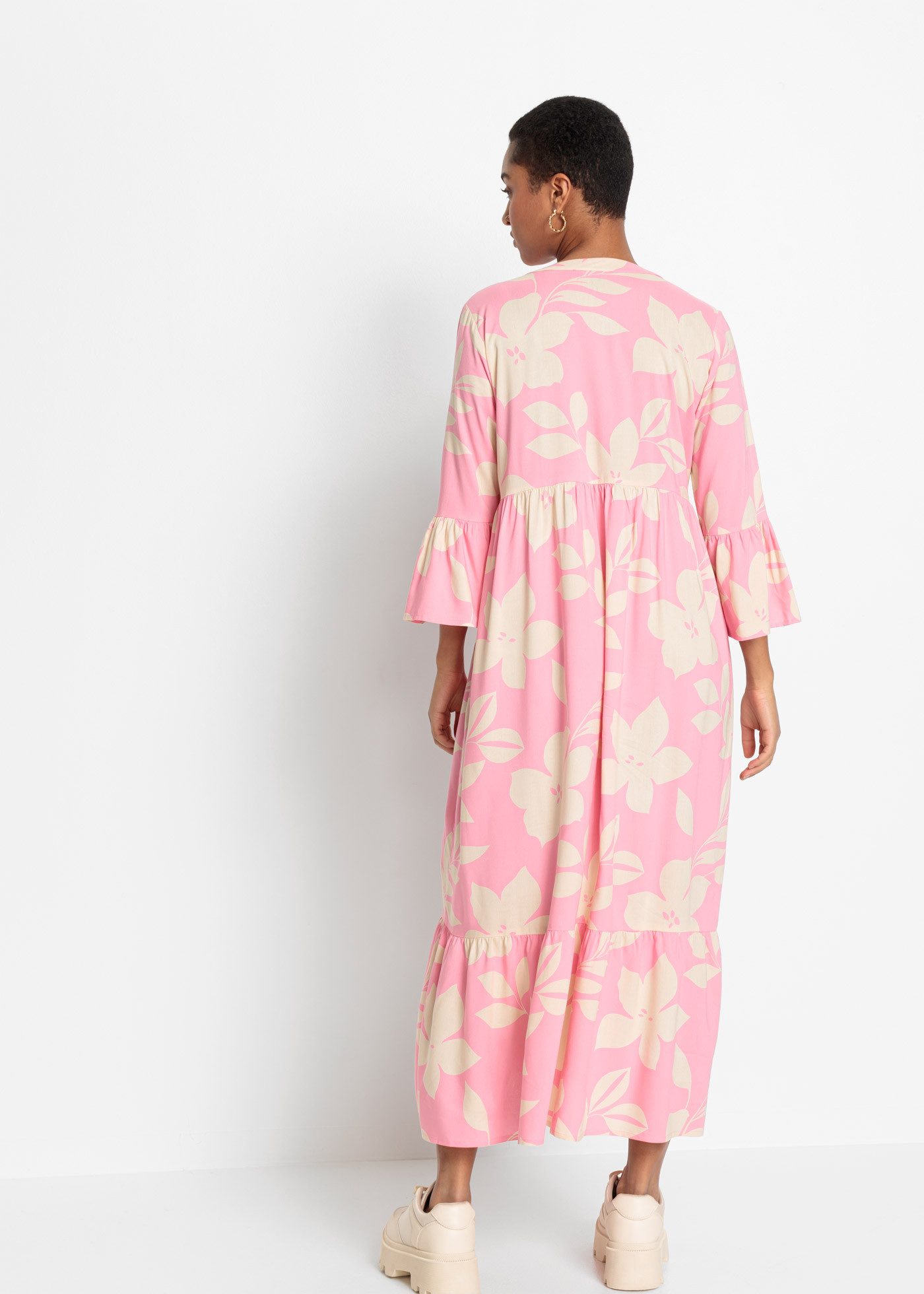 bonprix Maxikleid für modischen Auftritt, aus Viskose, A-Linie, 3/4-Ärmel günstig online kaufen