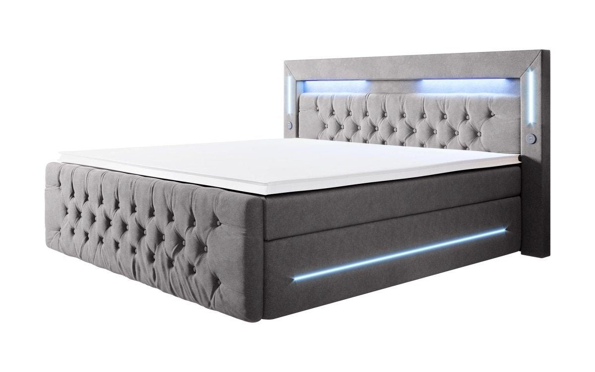 Luxusbetten24 Boxspringbett Moonlight, mit LED-Beleuchtung, USB-Anschluss günstig online kaufen