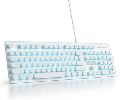 SOLIDEE LED-Hintergrundbeleuchtung Gaming-Tastatur (Mit Sofortiger Einsatzbereitschaft,Umweltfreundlichen ABS-Tastenkappen)