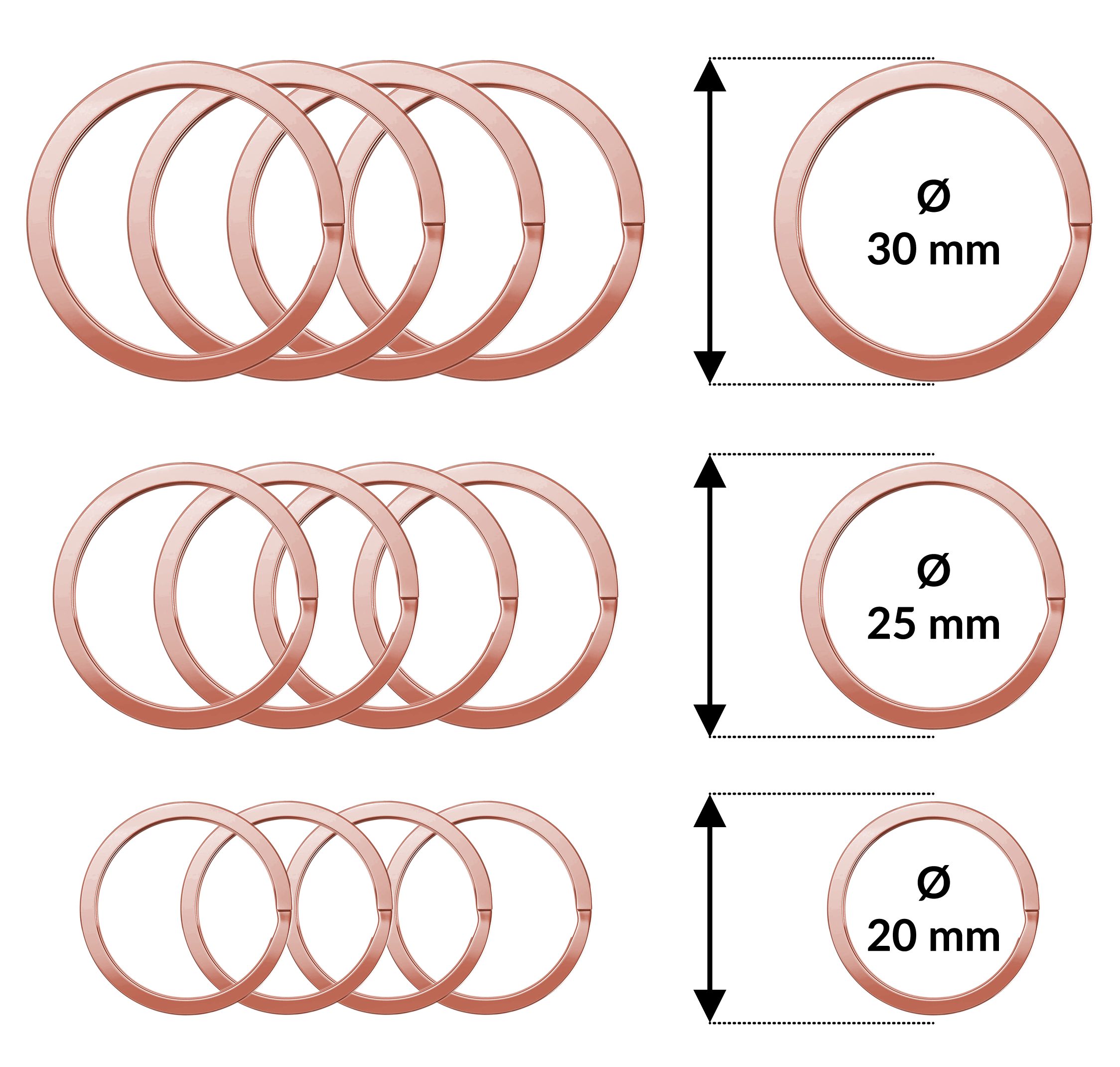 Schlüsselringe - 5 mm, Set Schlüsselhalter gehärtetem 25 Roségold Stahl Schlüsselanhänger Ring Schlüssel aus Schlüsselanhänger x 5 20 x 5 mm, - mm 30 x Cerbery