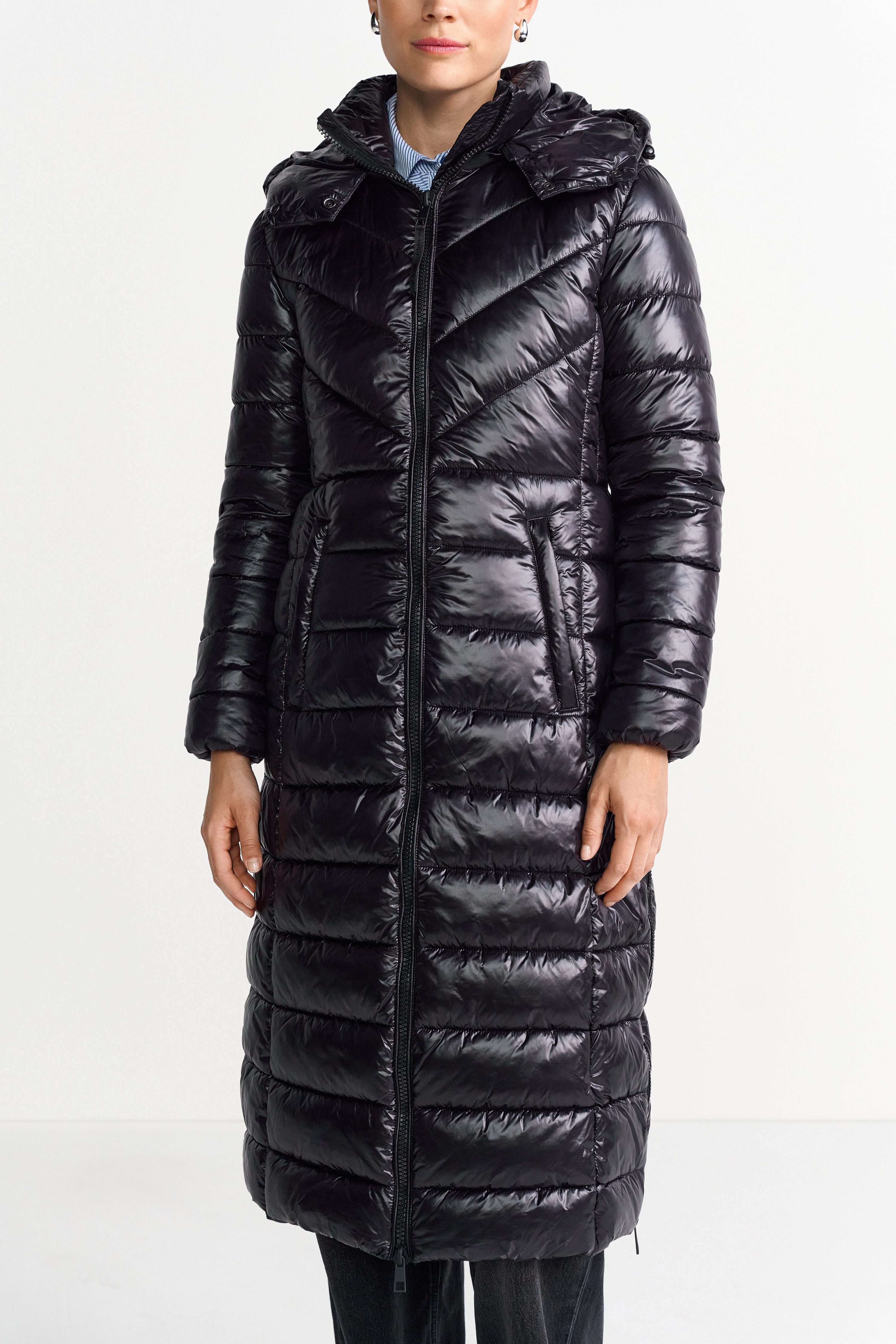 RICHROYAL Steppmantel mit glänzenden Finish, slim fit, mit Reißverschlüssen an den Seiten