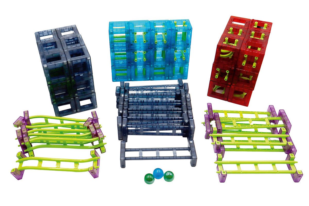CHiLA Kugelbahn-Bausatz Qvolution Kugelbahn - Set, (Advanced, 72-tlg)