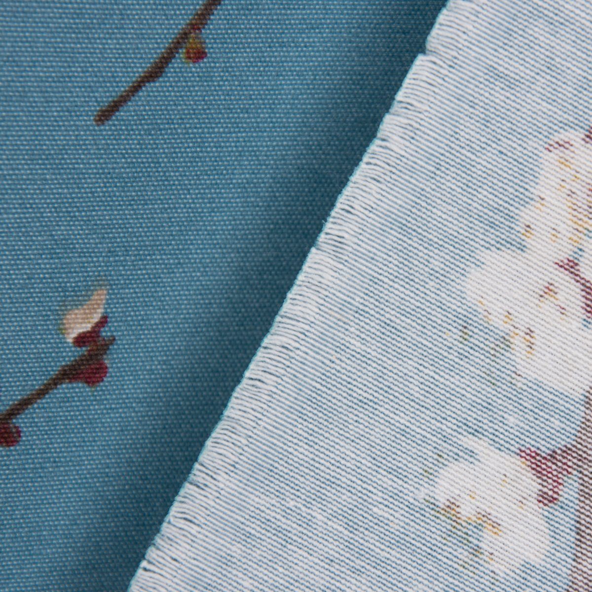 40x160cm, handmade SCHÖNER blau Tischläufer weiß Kirschblüten Tischläufer SCHÖNER braun LEBEN. LEBEN.