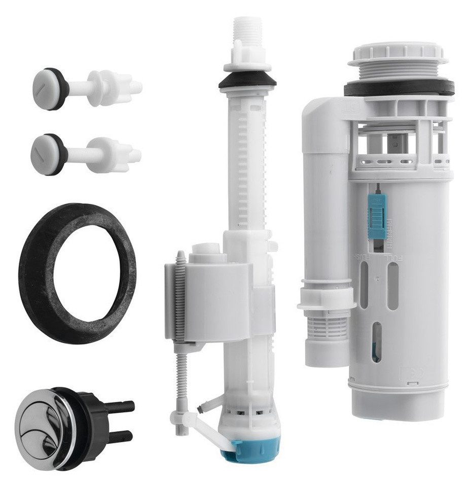 Aqualine Sanitär-Installationsset Spülset mit DUAL-Taste, Bodenfüllung 1/2", Chrom, Aqualine-NDPS8812-01