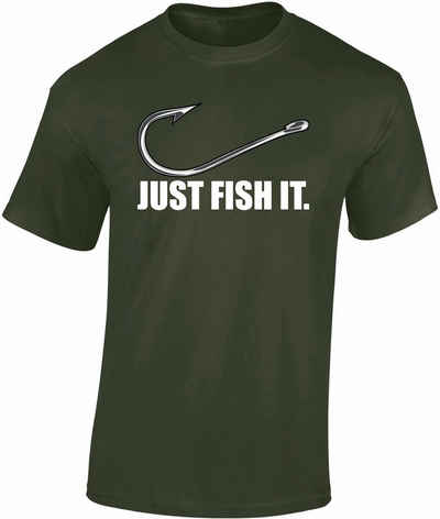 Baddery Print-Shirt Angel Tshirt : Fish it - Angler T-Shirt Männer - Angler Geschenke auch Übergrößen, aus Baumwolle, hochwertiger Siebdruck