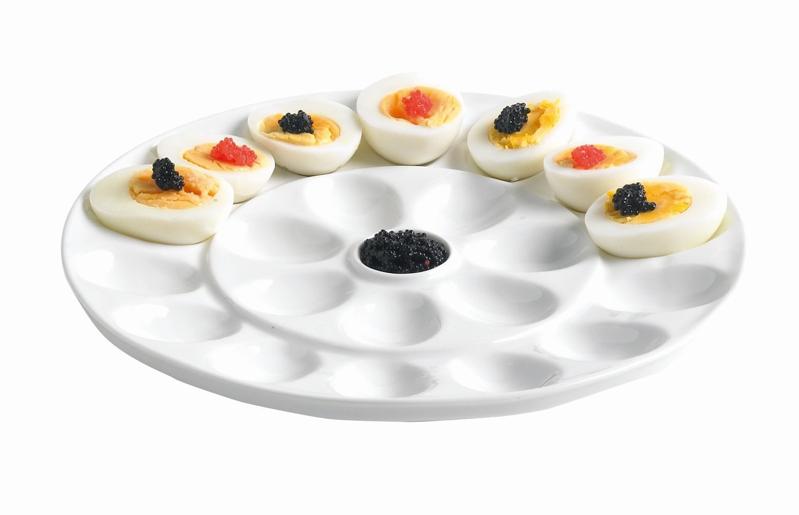 WestCraft Servierplatte Eierplatte aus Porzellan Ø 26 cm – Servierteller für 21 halbe Eier, Porzellan, Spülmaschinengeeignet & stilvoll – perfekt für Brunch, Buffet & Feste