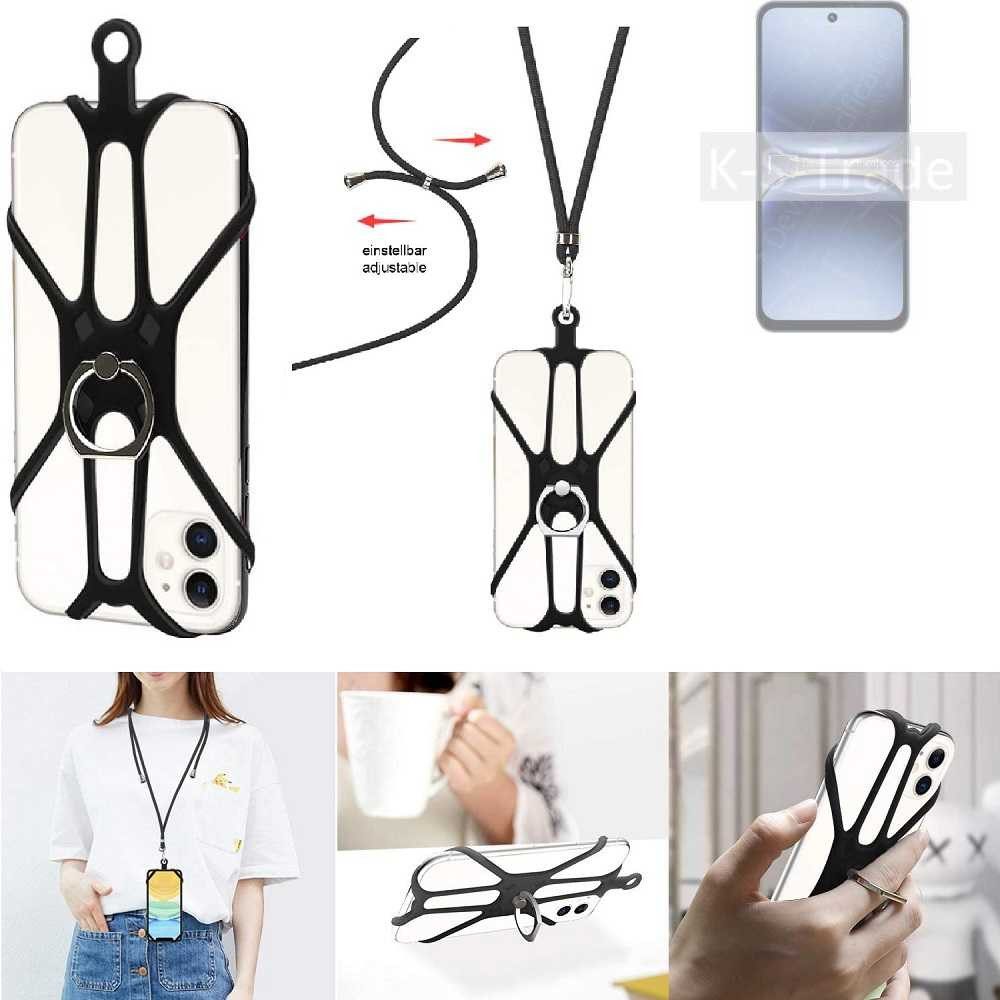 K-S-Trade Handyhülle für Tecno Spark 40, 3in1 Handykette Handyband Handykordel Halsband Smartphone-Ring
