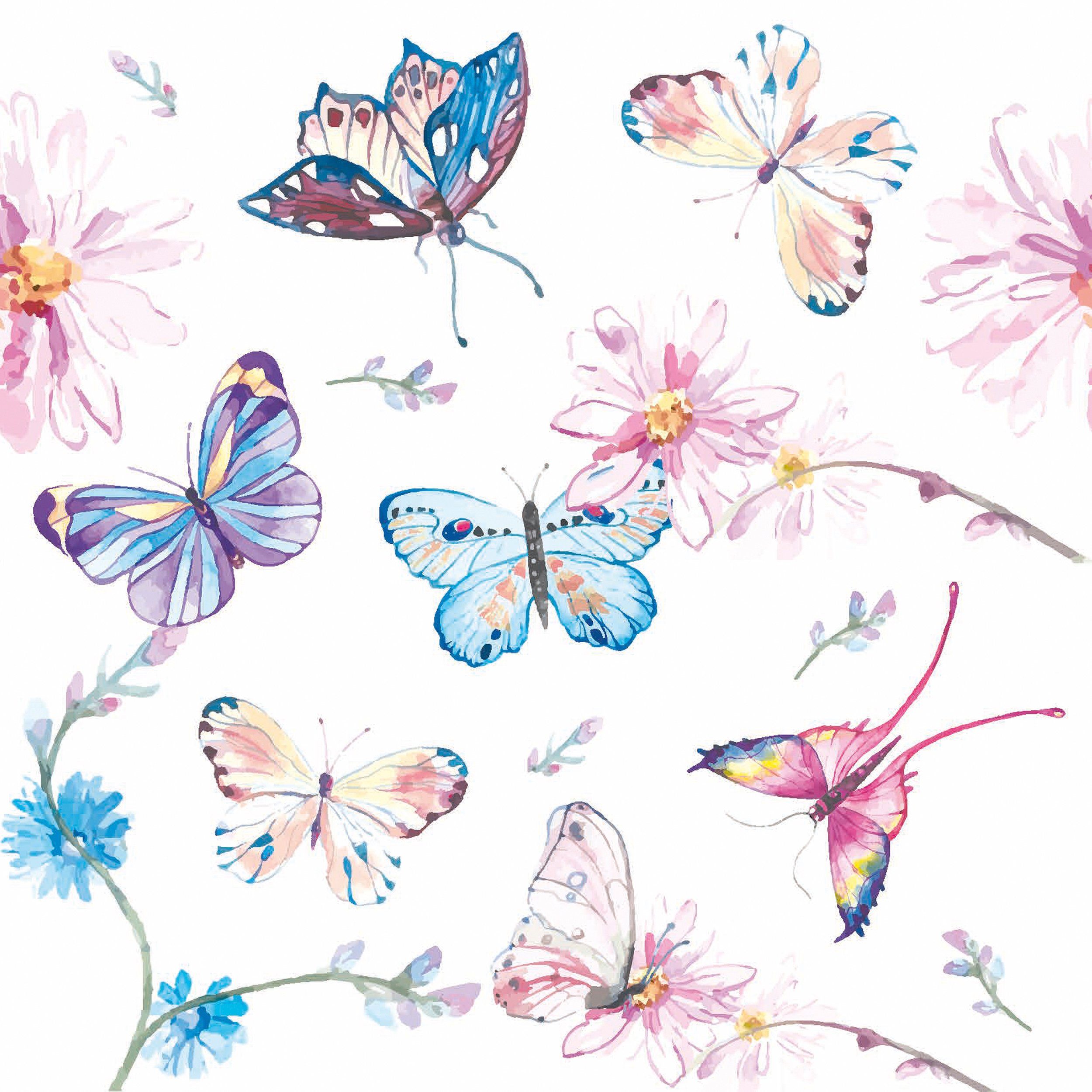 Paper+Design Papierserviette Colorful Butterflies, 33 cm x 33 cm