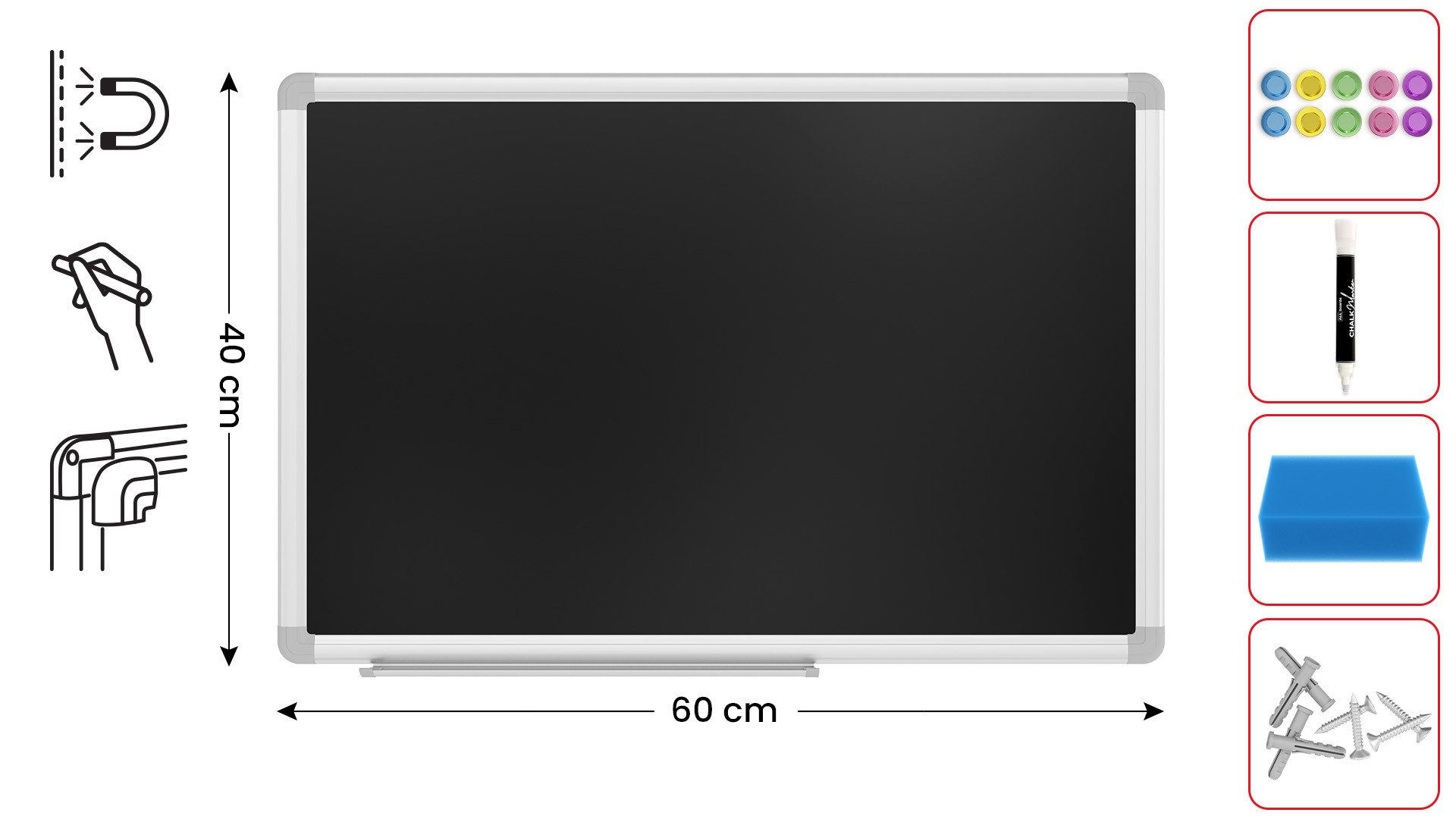 ALLboards Wandtafel ALLboards Kreidetafel Magnetisch mit Alurahmen Premium EXPO