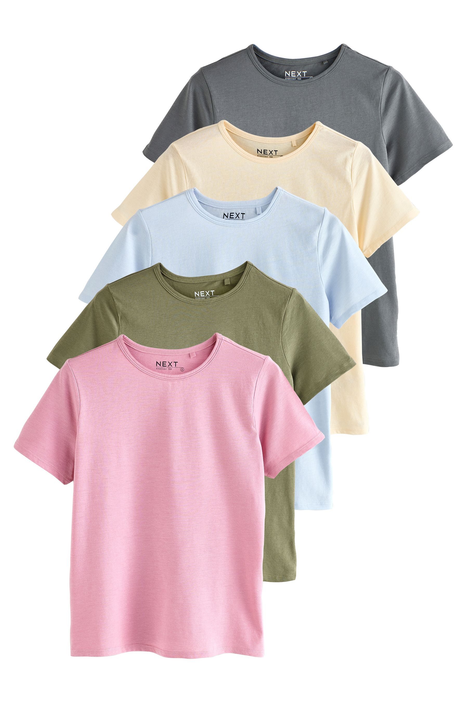 Next T-Shirt The Everyday Kurzarm-T-Shirts, 5er-Pack günstig online kaufen