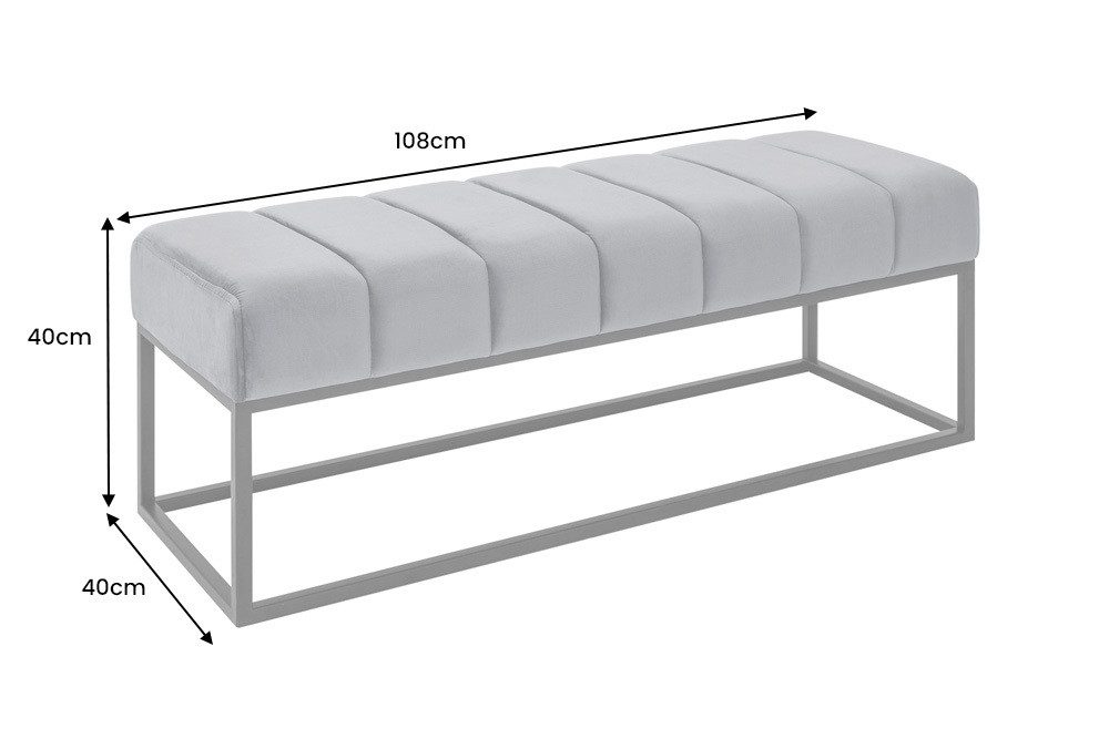 riess-ambiente Sitzbank PETIT BEAUTÉ 110cm silbergrau / schwarz (Einzelartikel, 1-St), Flur · Samt · Metall · Schlafzimmer · Design