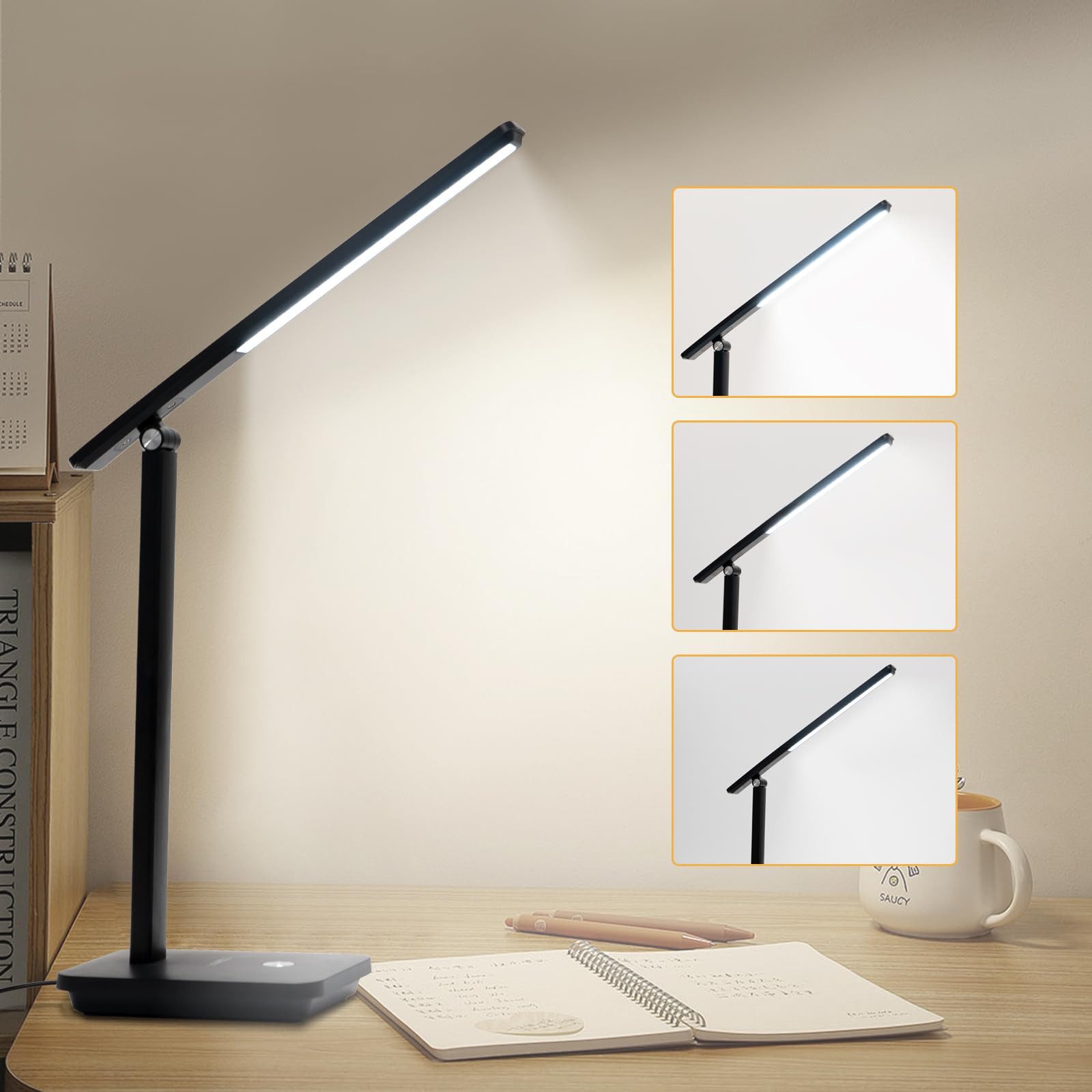 LQWELL Schreibtischlampe LED Tischlampe Abnehmbare Studienlampe, mit Touchd günstig online kaufen