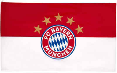 FC Bayern Fahne FC Bayern München Hissfahne 5 Sterne Logo, 250x150 cm, Aus recyceltem Polyester