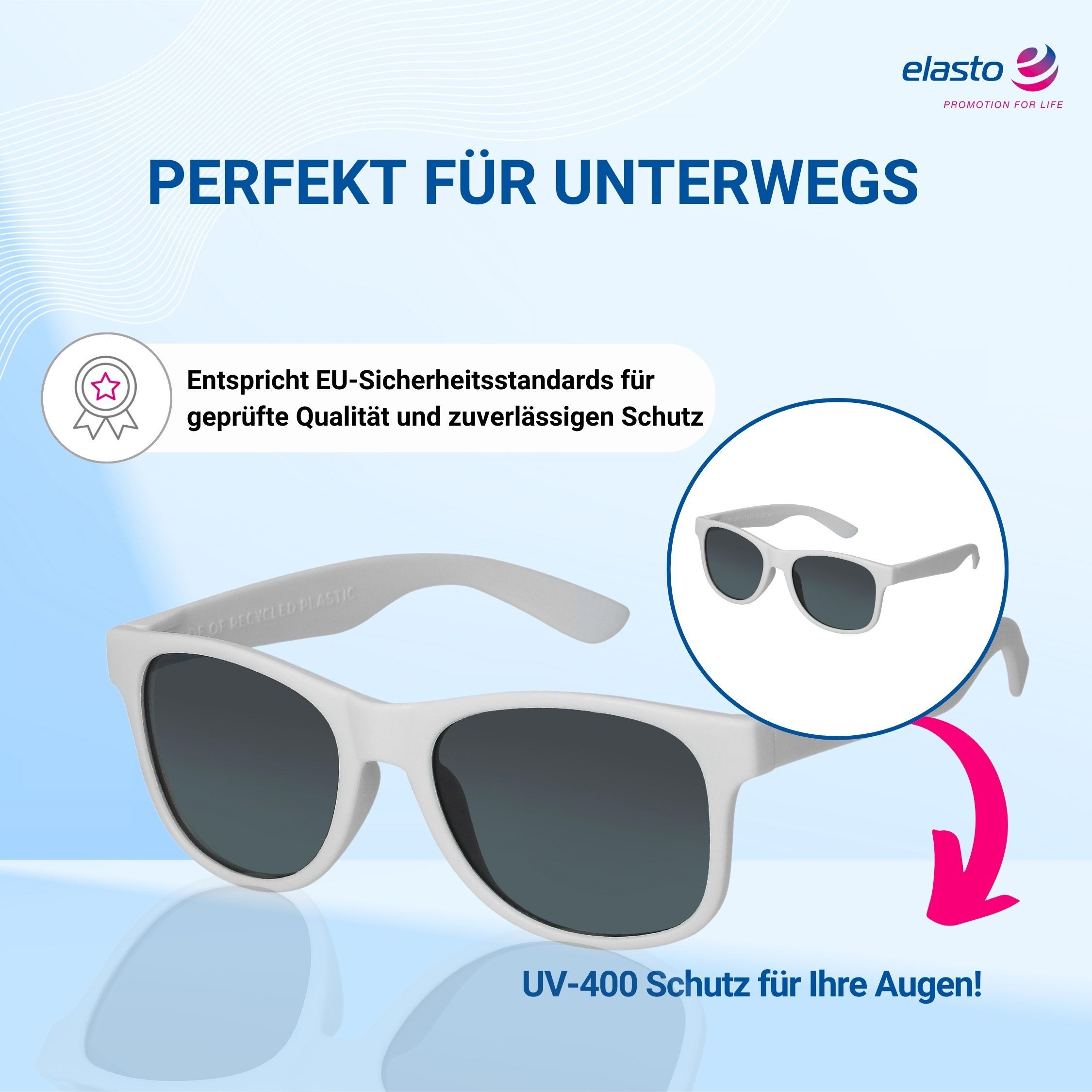 elasto Sonnenbrille UMI Brille UV400 Schutz weiß