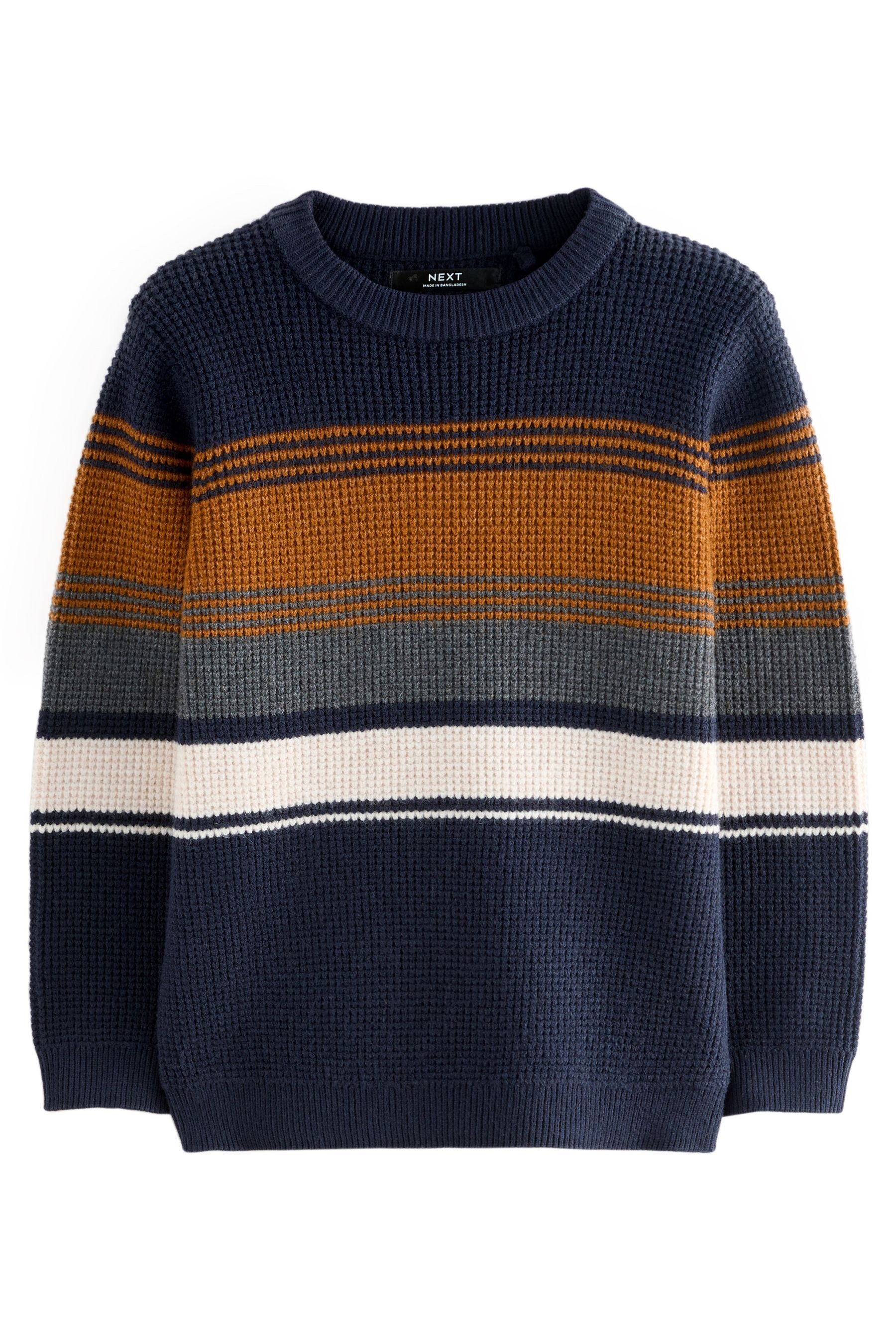 Next Rundhalspullover Rundhals-Strickpullover mit Farbblock-Streifen (1-tlg)