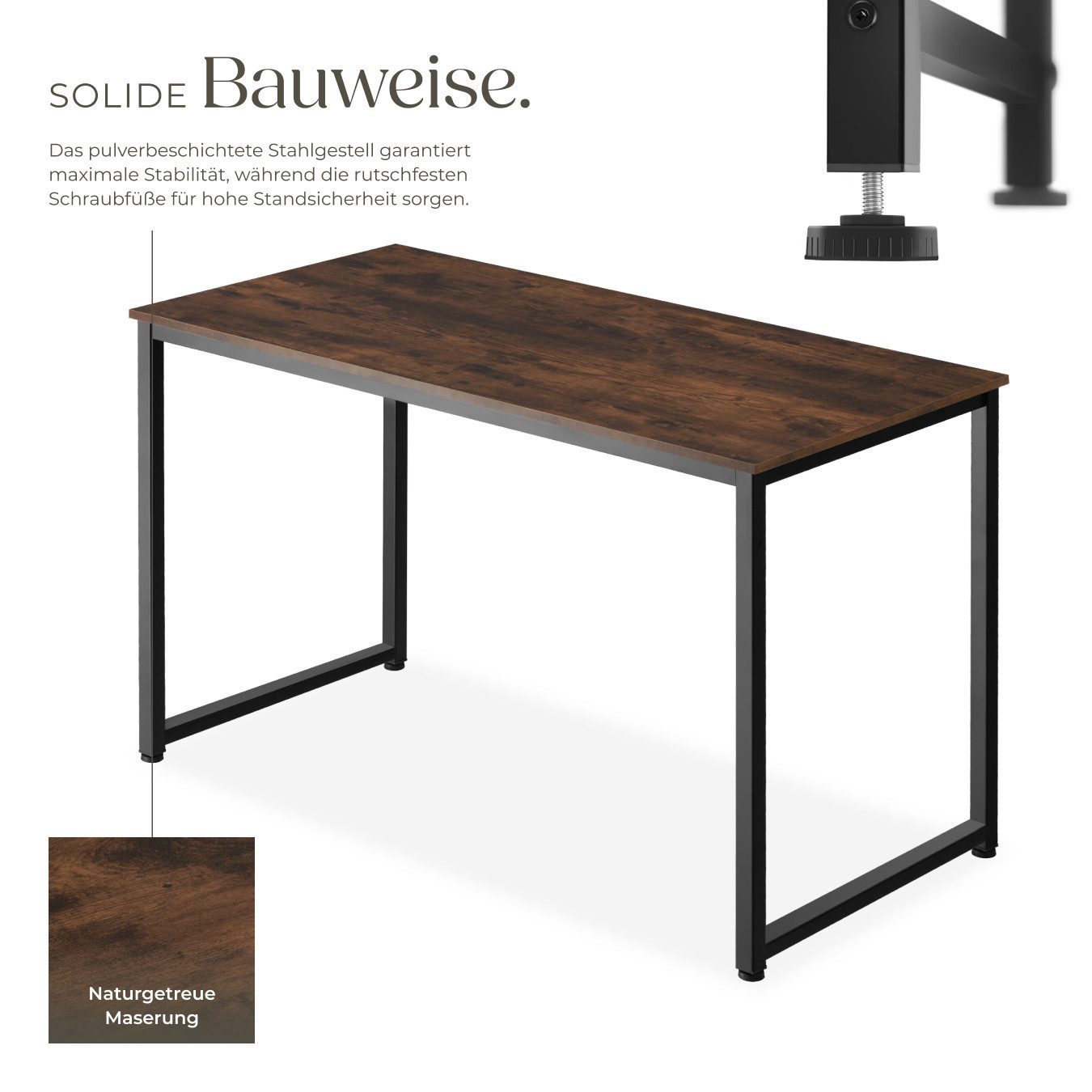 tectake Schreibtisch Flint (1-St., 1 tlg), Schnörkelloser Schreibtisch im rustikalen Industrial Style
