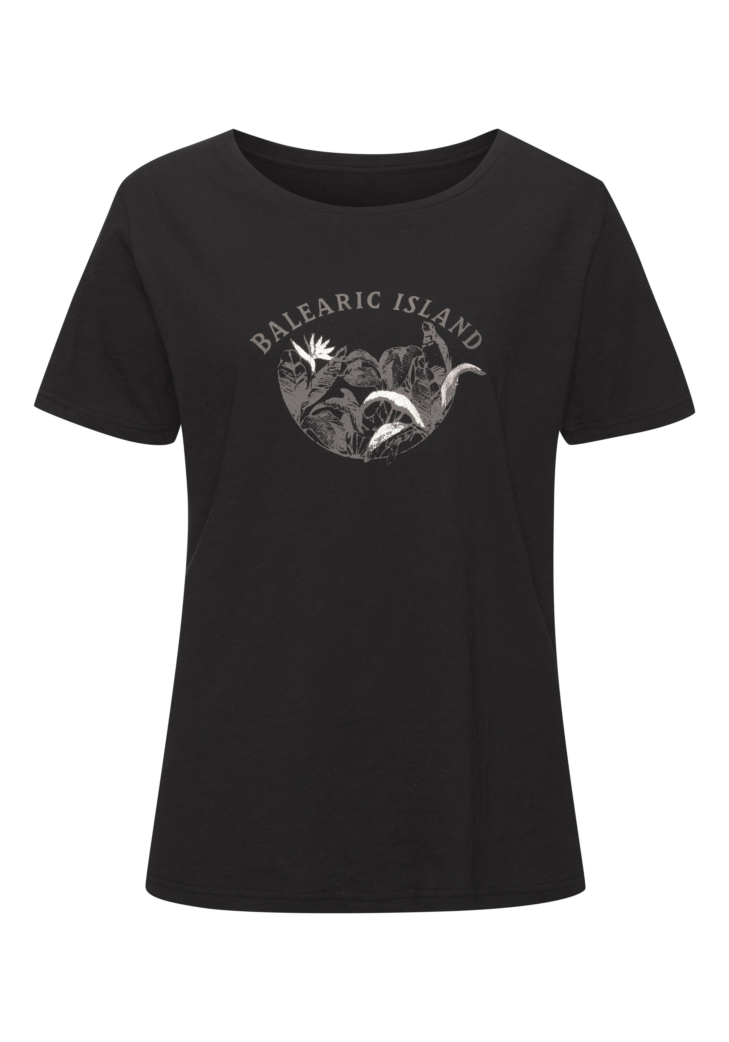 Vivance T-Shirt mit schimmerndem Frontprint (2er-Pack) aus luftiger Baumwoll-Qualität