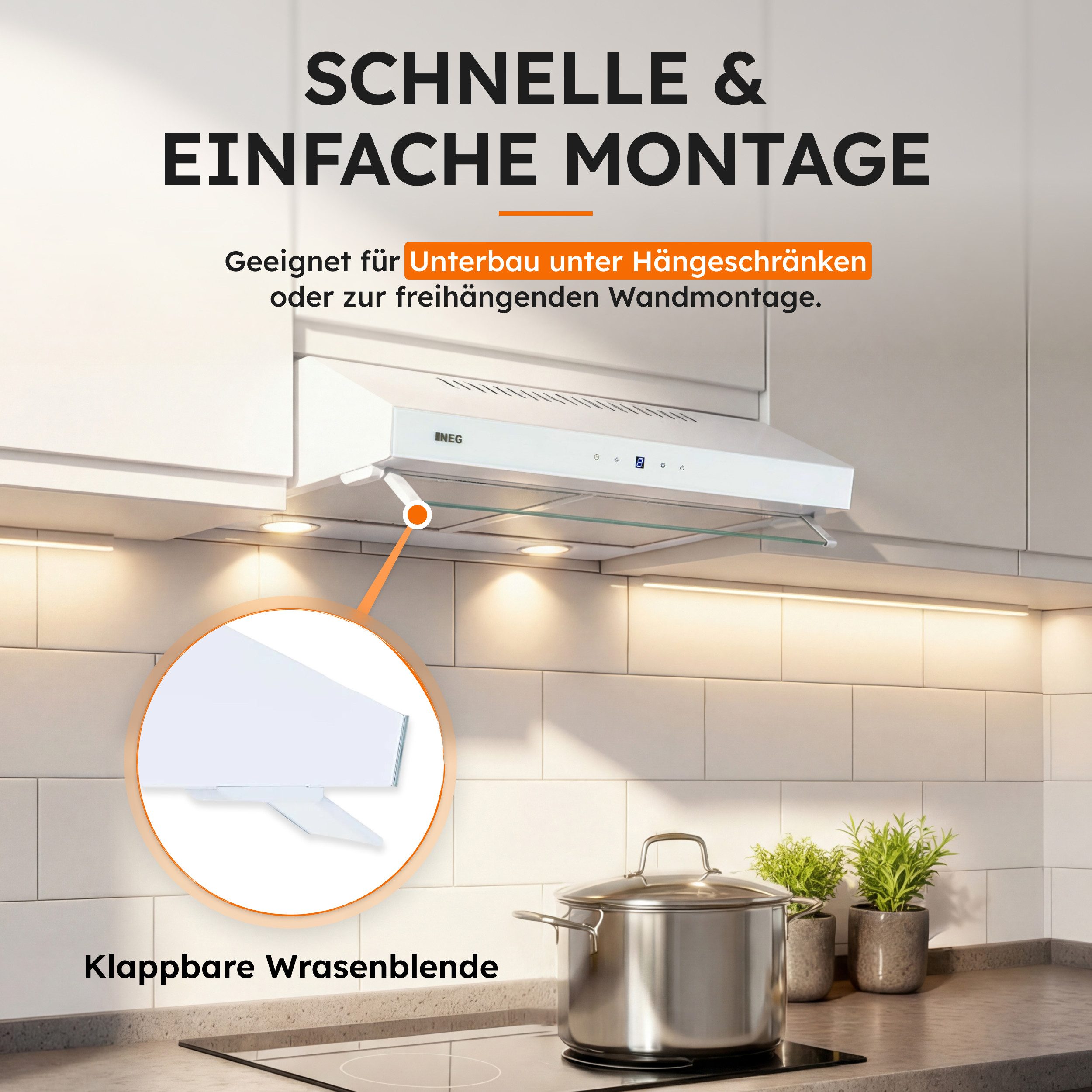 NEG Unterbauhaube Dunstabzugshaube NEG15-DCSTW+ - 395 m³/h - Modell Serie NEG15 Dunstabzugshaube NEG15-DCSTW+ - 395 m³/h - Modell