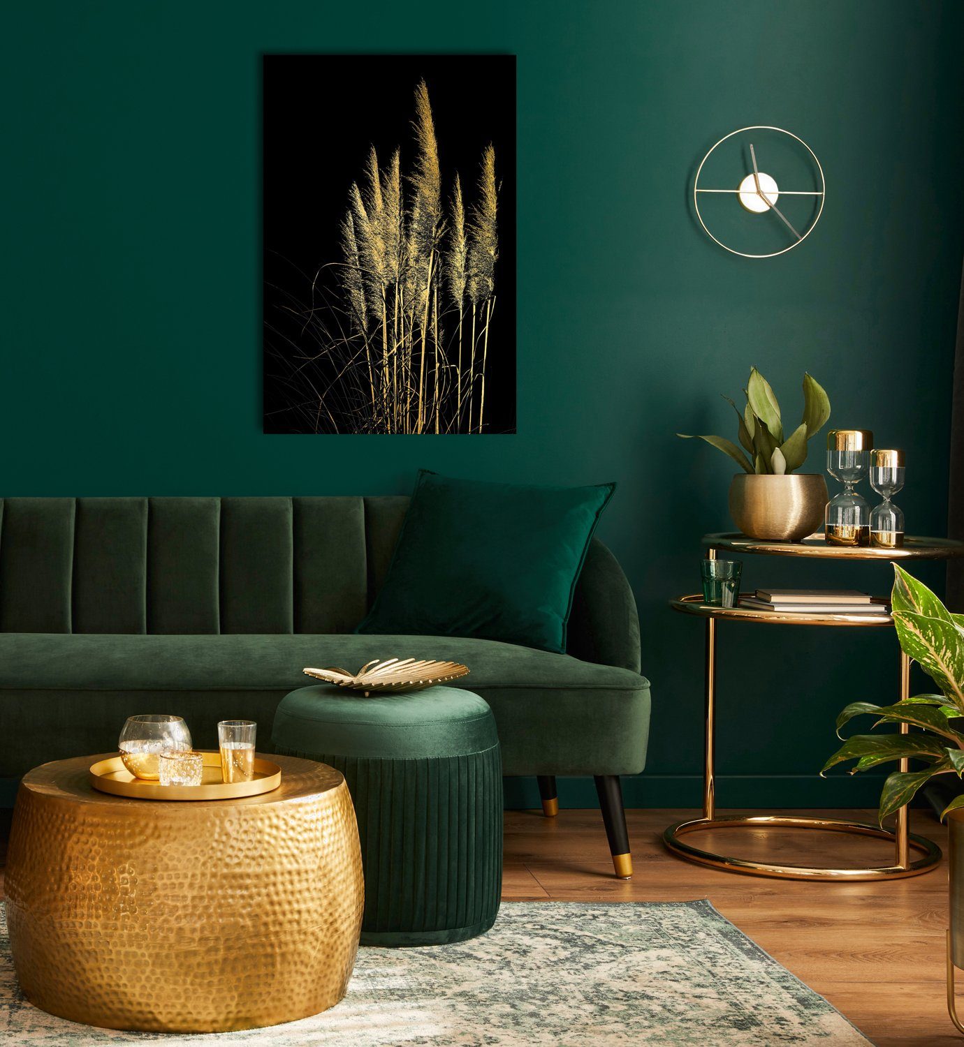 OTTO home Acrylglasbild Pampas Gras - Acrylbilder mit Blattgold veredelt, Gräser, Modern, Pflanzen, Pflanzenbilder (1 St), Goldveredelung, Handgearbeitet, Gerahmt, Edel