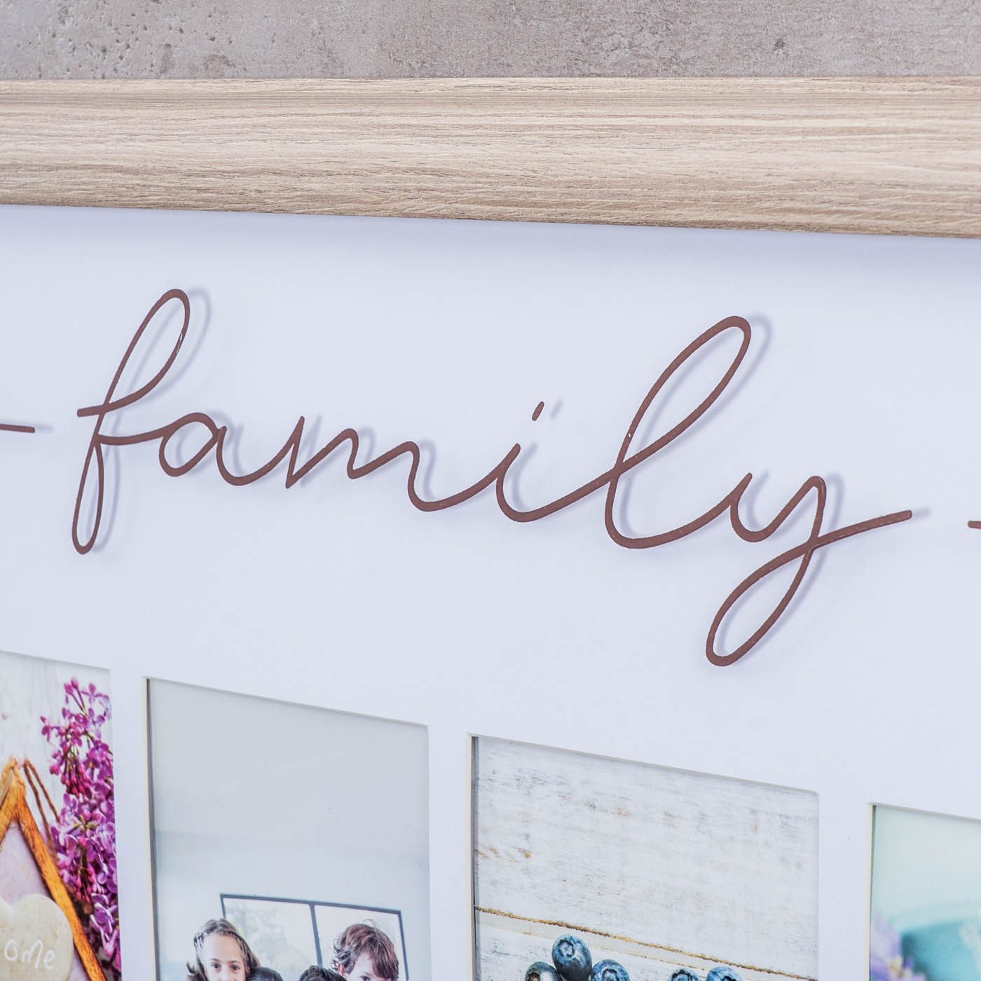 Levandeo® Bilderrahmen Collage, Bilderrahmen 4 Fotos 10x15 Natur Family Passepartout MDF Holz