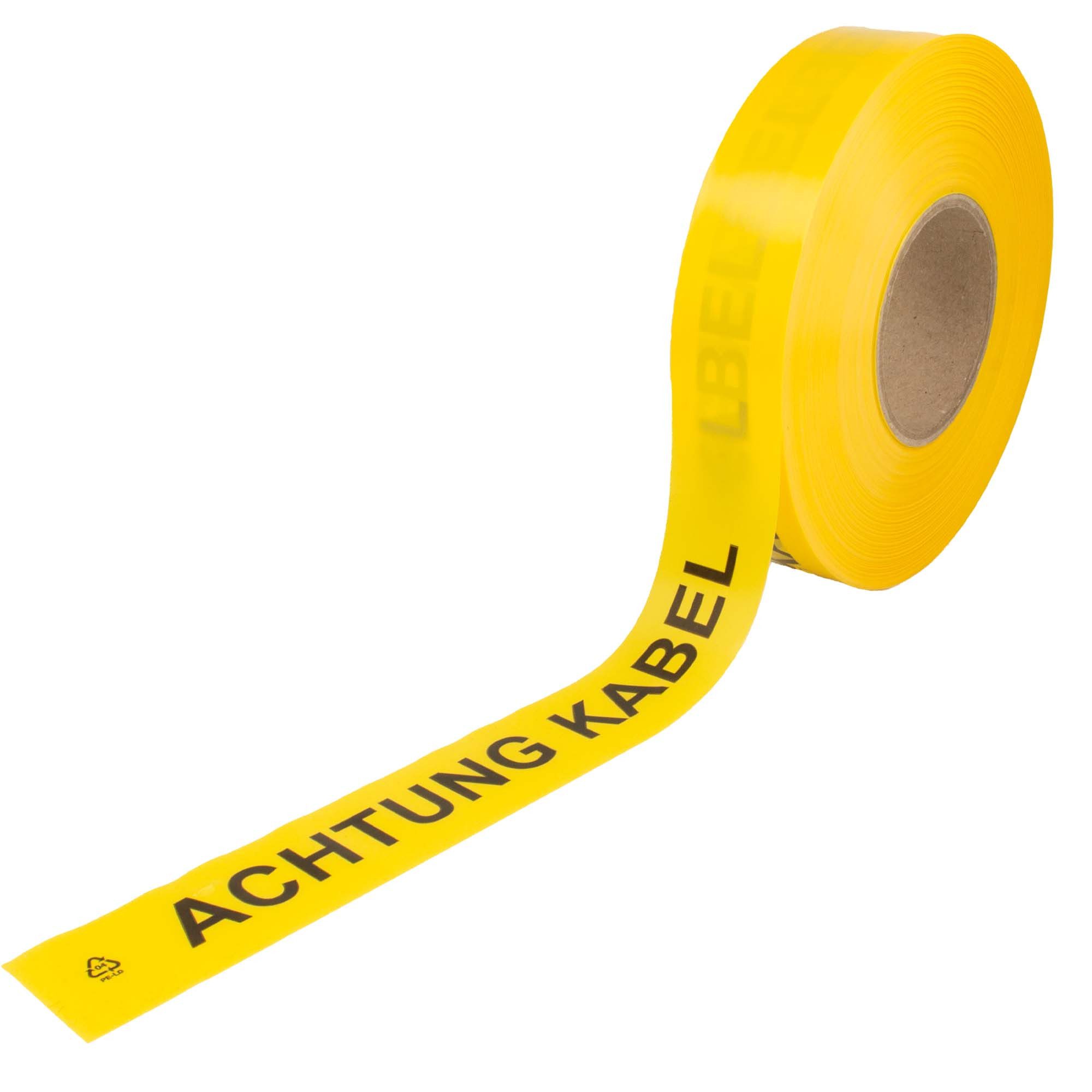 tecuro Hinweisschild Trassenwarnband ACHTUNG KABEL, gelb, 250 m x 40 mm, PE-Folie 0,1 mm