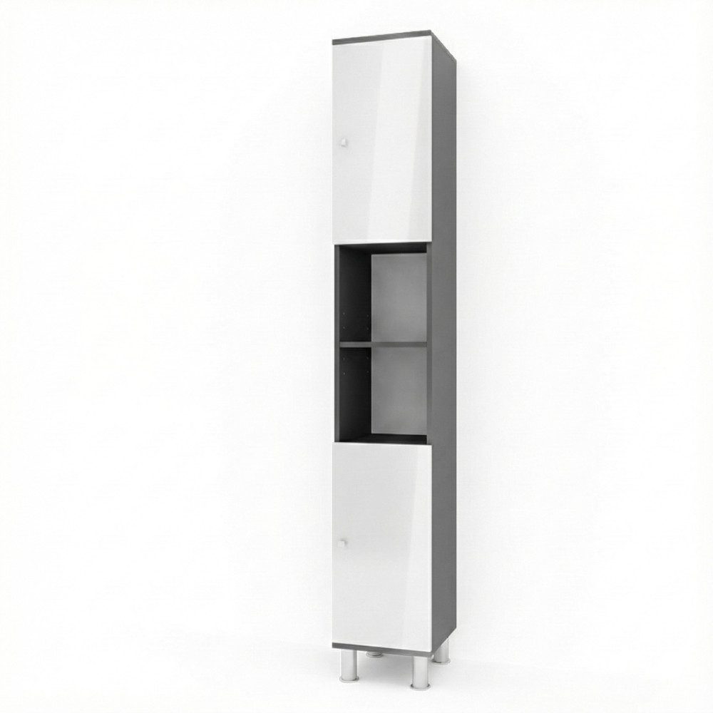 Vicco Hochschrank Fynn, Weiß Hochglanz/Anthrazit, 30 x 190 cm (1-St)