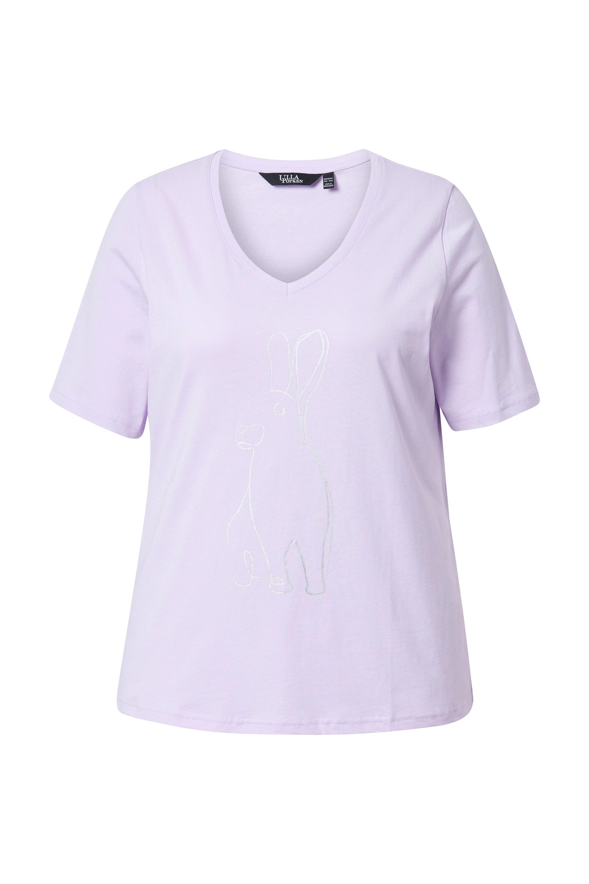 Ulla Popken T-Shirt T-Shirt Metallic-Tiermotiv V-Ausschnitt günstig online kaufen