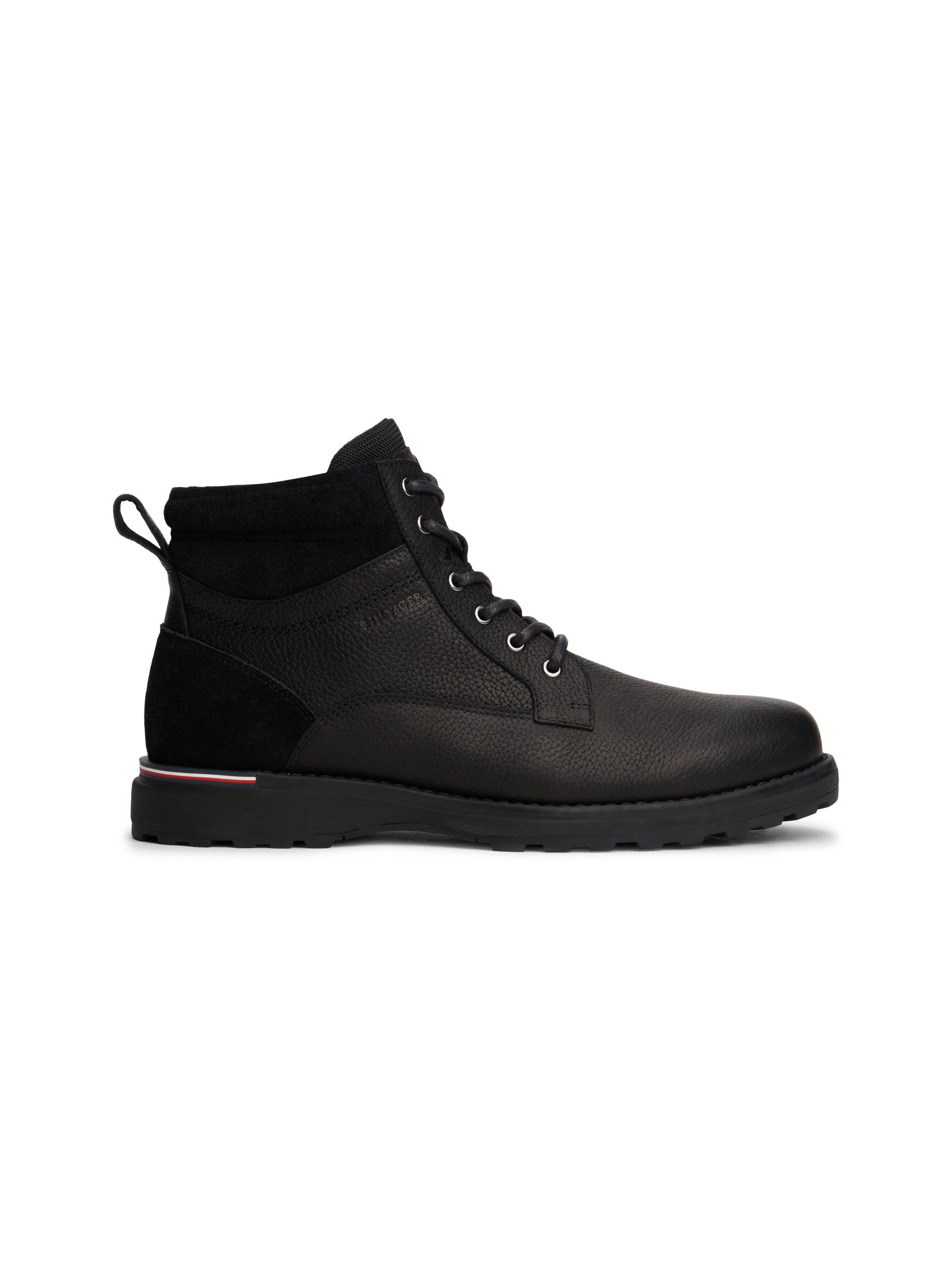Tommy Hilfiger CORPORATE W LTH LACE BOOT Schnürboots, Schnürstiefelette mit Ziernähten und Anziehlasche