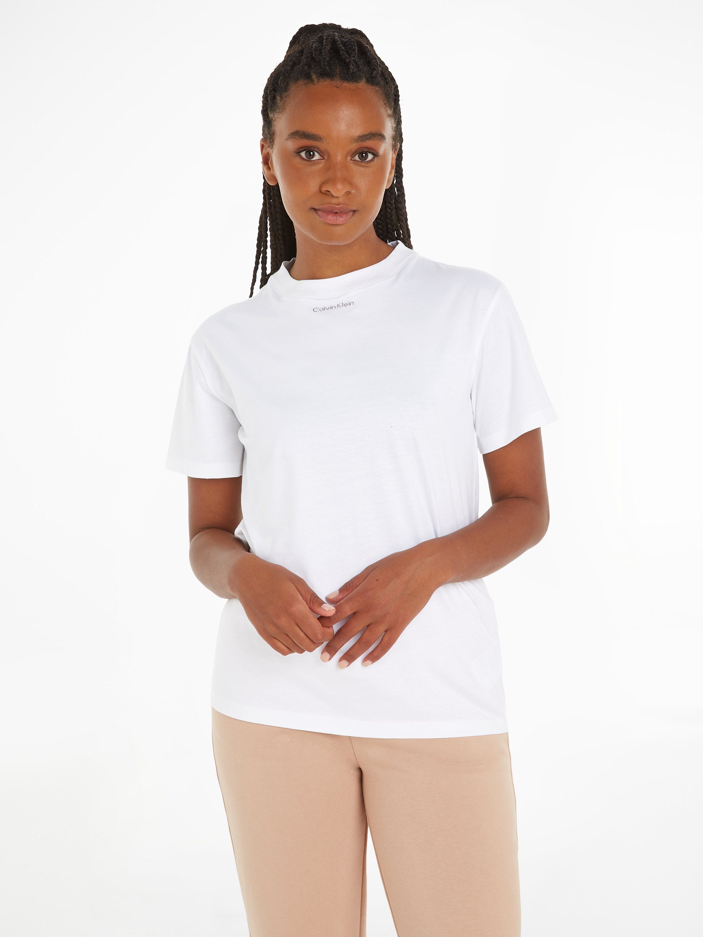 MICRO T-Shirt Calvin T White METALLIC Bright LOGO Klein SHIRT