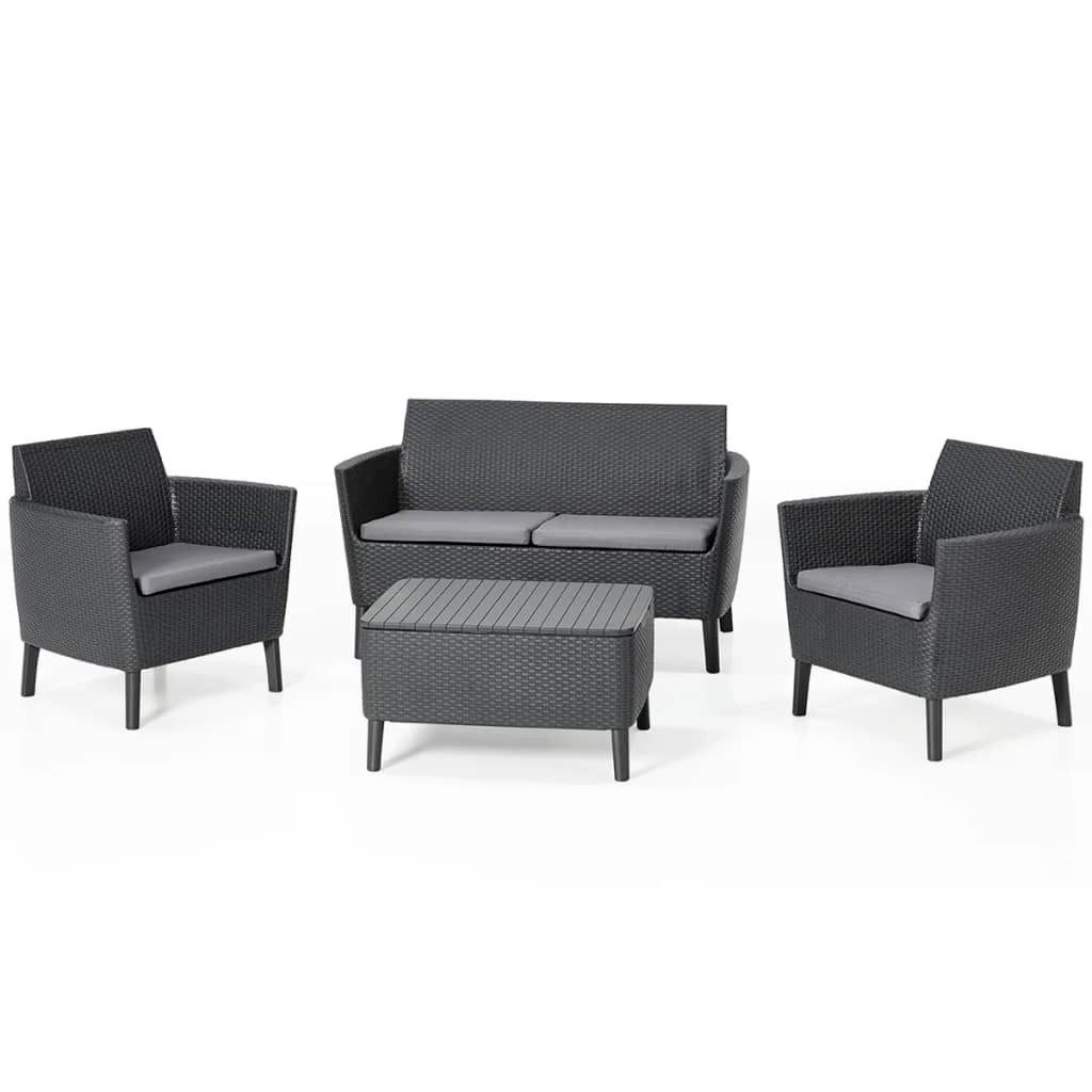 Keter Gartenlounge-Set 8-tlg. Garten-Sofagarnitur Salemo Graphitgrau 236629, (8-tlg)