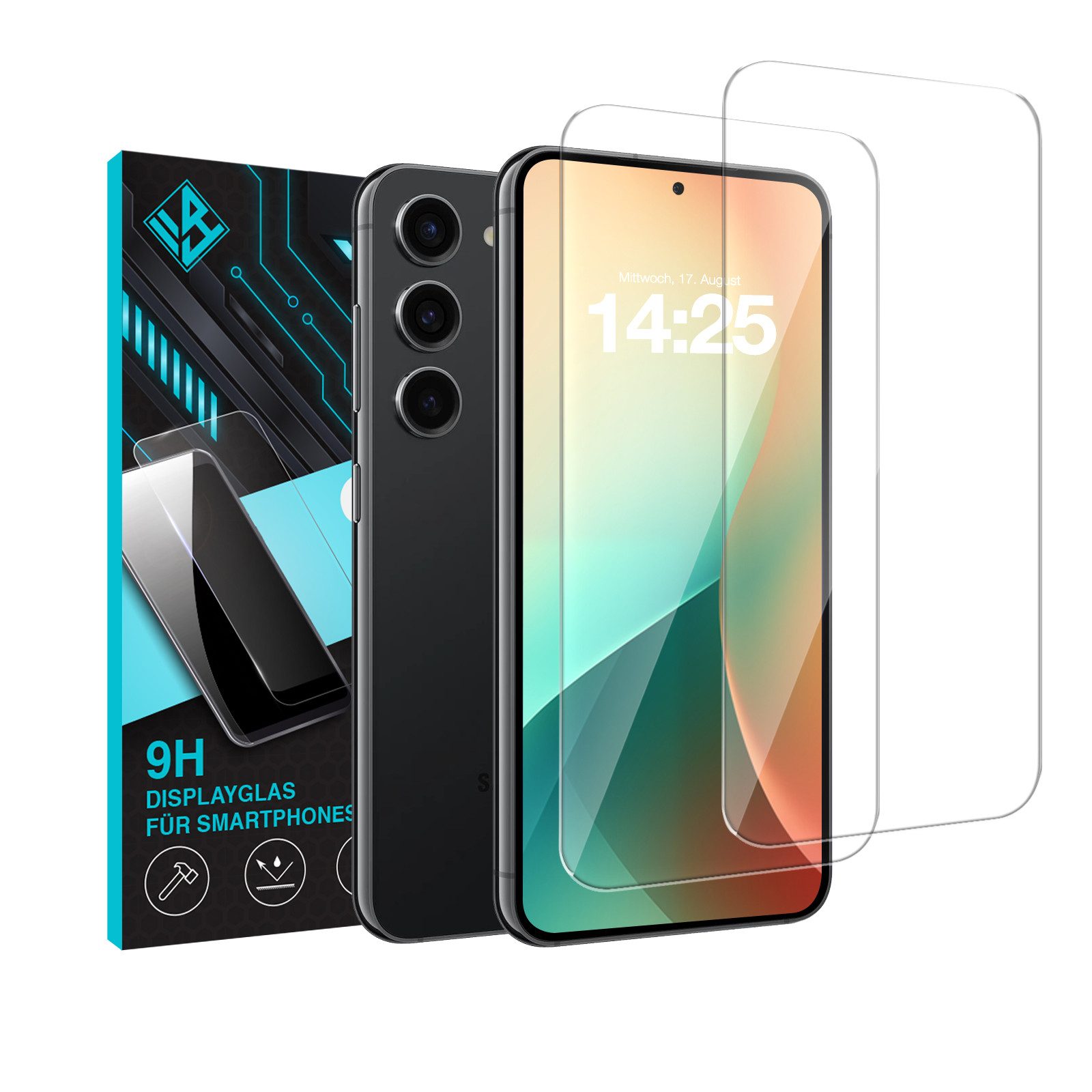 Tec-Expert Displayschutzglas 2X 9H Displayglas für Samsung Galaxy S23 FE für Samsung Galaxy S23 FE, Displayschutzfolie, 2 Stück, Displayschutz, Schutzglas, Bildschirmschutz, kratz- & stoßfest