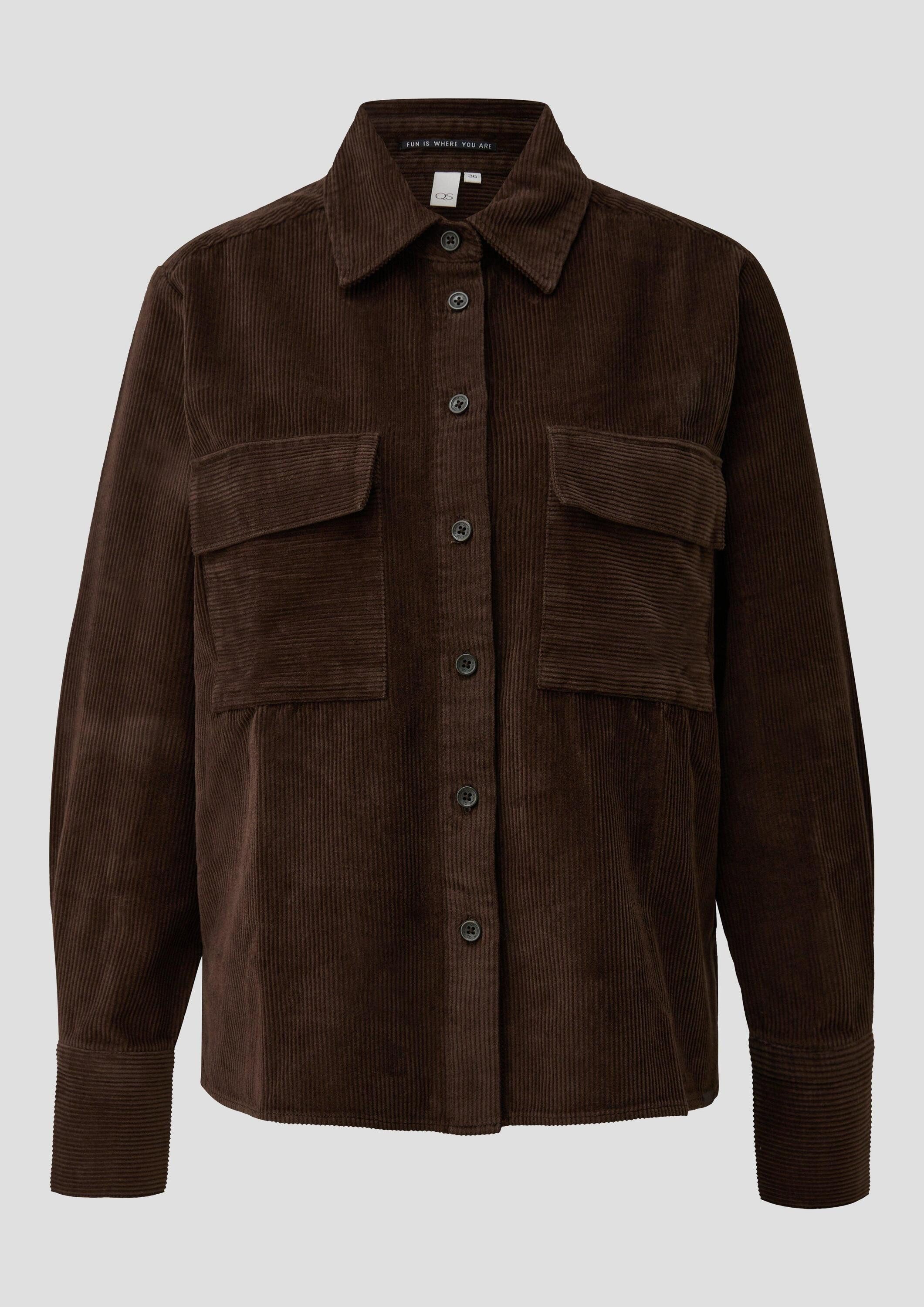QS Hemdjacke Bluse Cord-Overshirt mit Brusttaschen