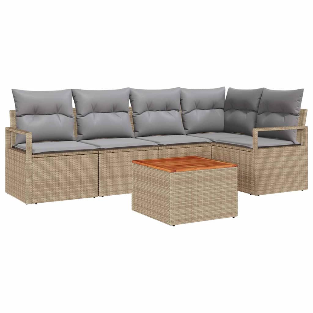 vidaXL Gartenlounge-Set Garten-Sofa-Set 6 pcs Beige und Hellgrau, (6-tlg)